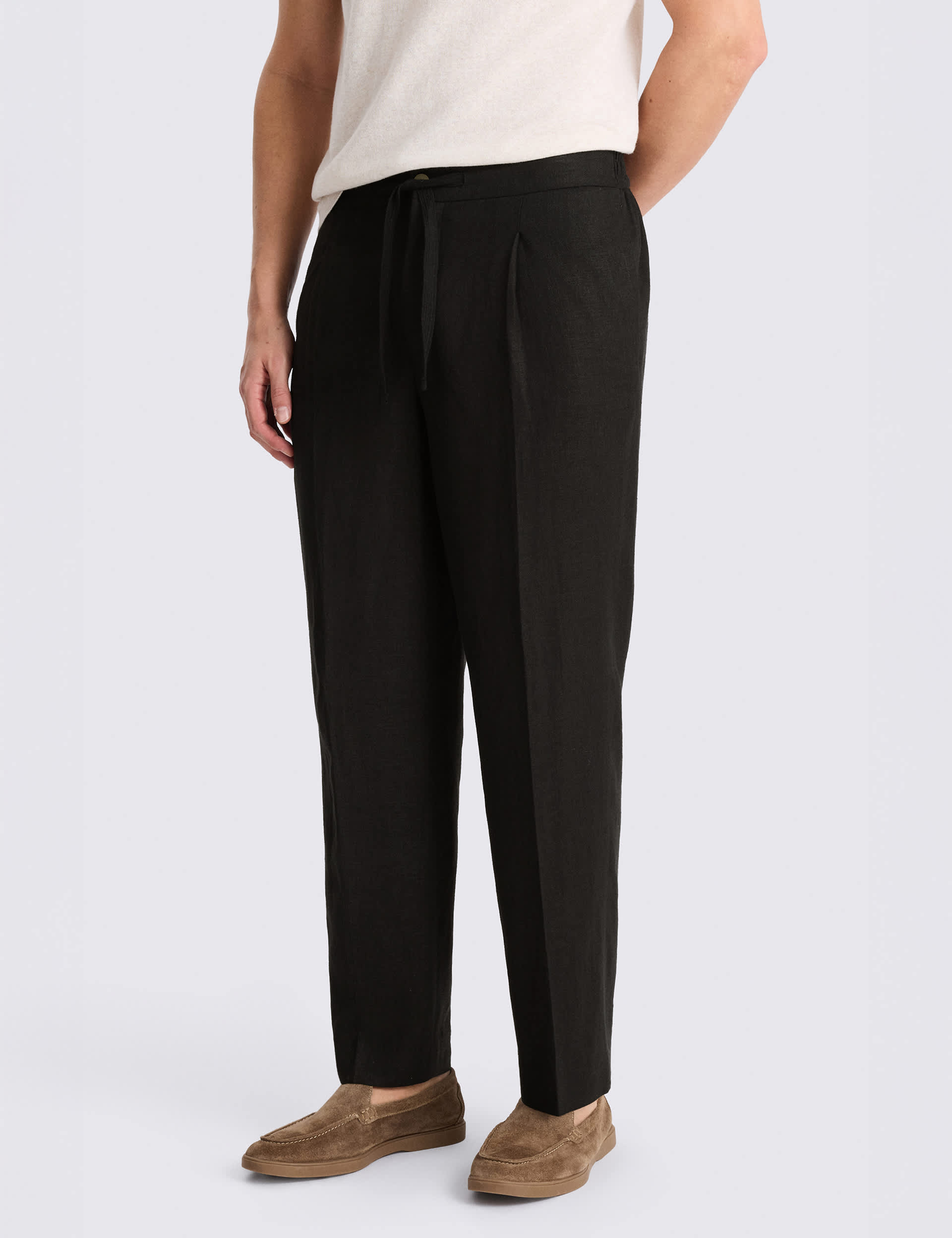 Tailored Fit Linen Rich Lightweight Trousers