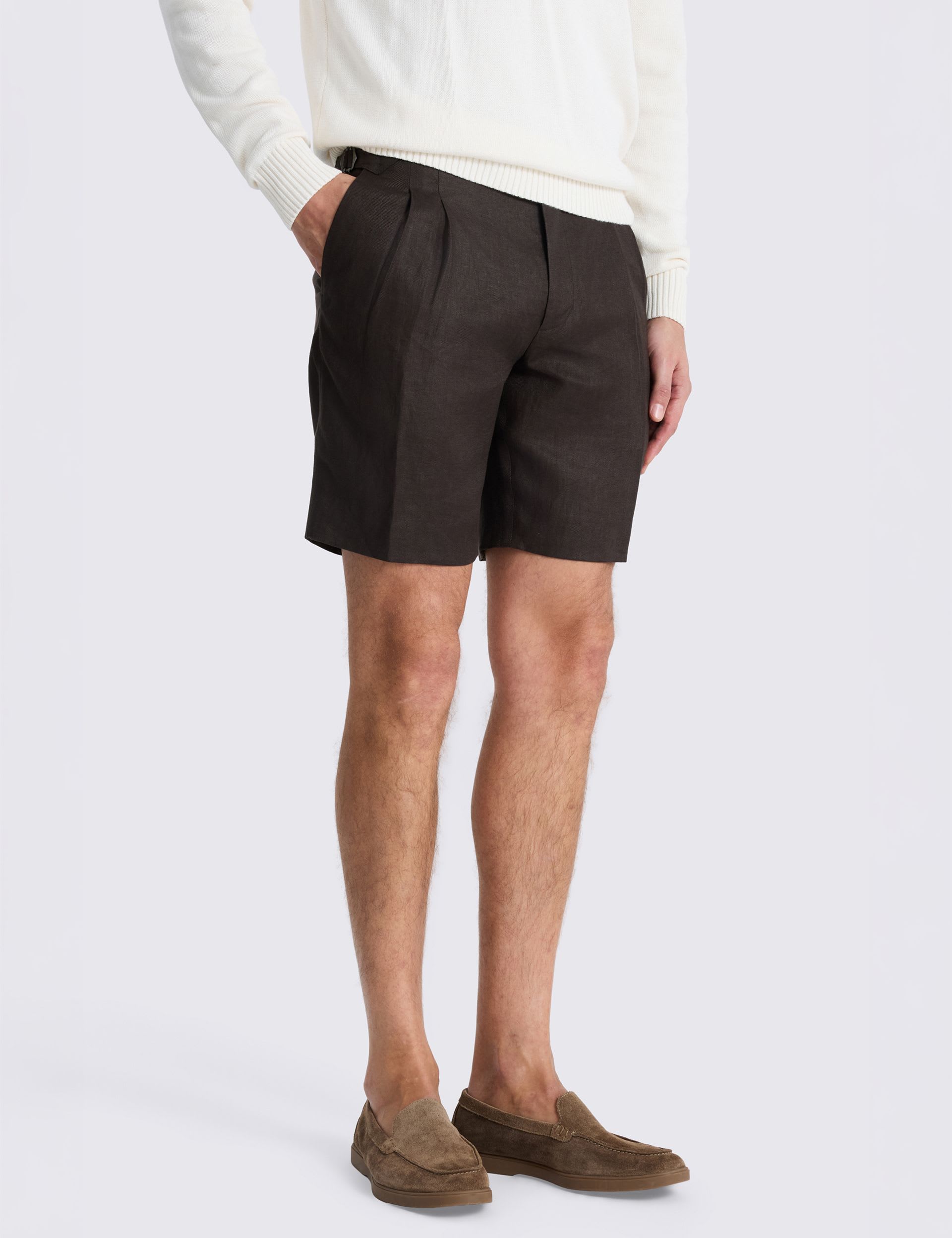 Linen Rich Twin Pleat Lightweight Shorts