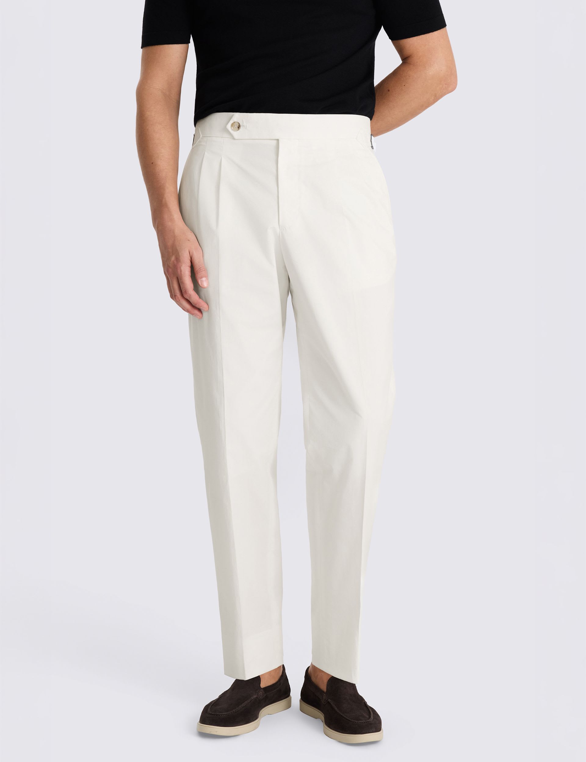 Tailored Fit Twin Pleat Stretch Trousers