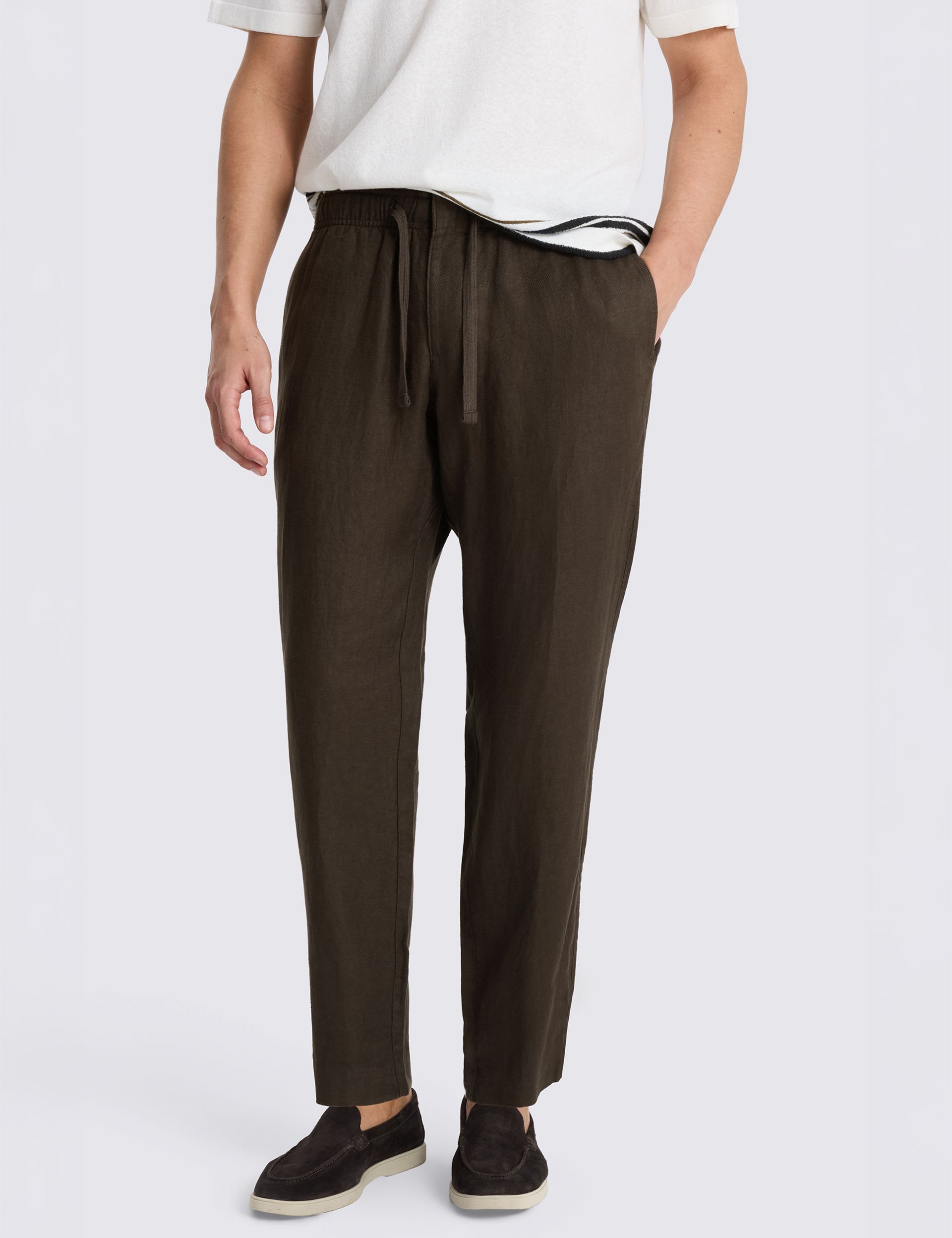 Tailored Fit Pure Linen Drawstring Trousers