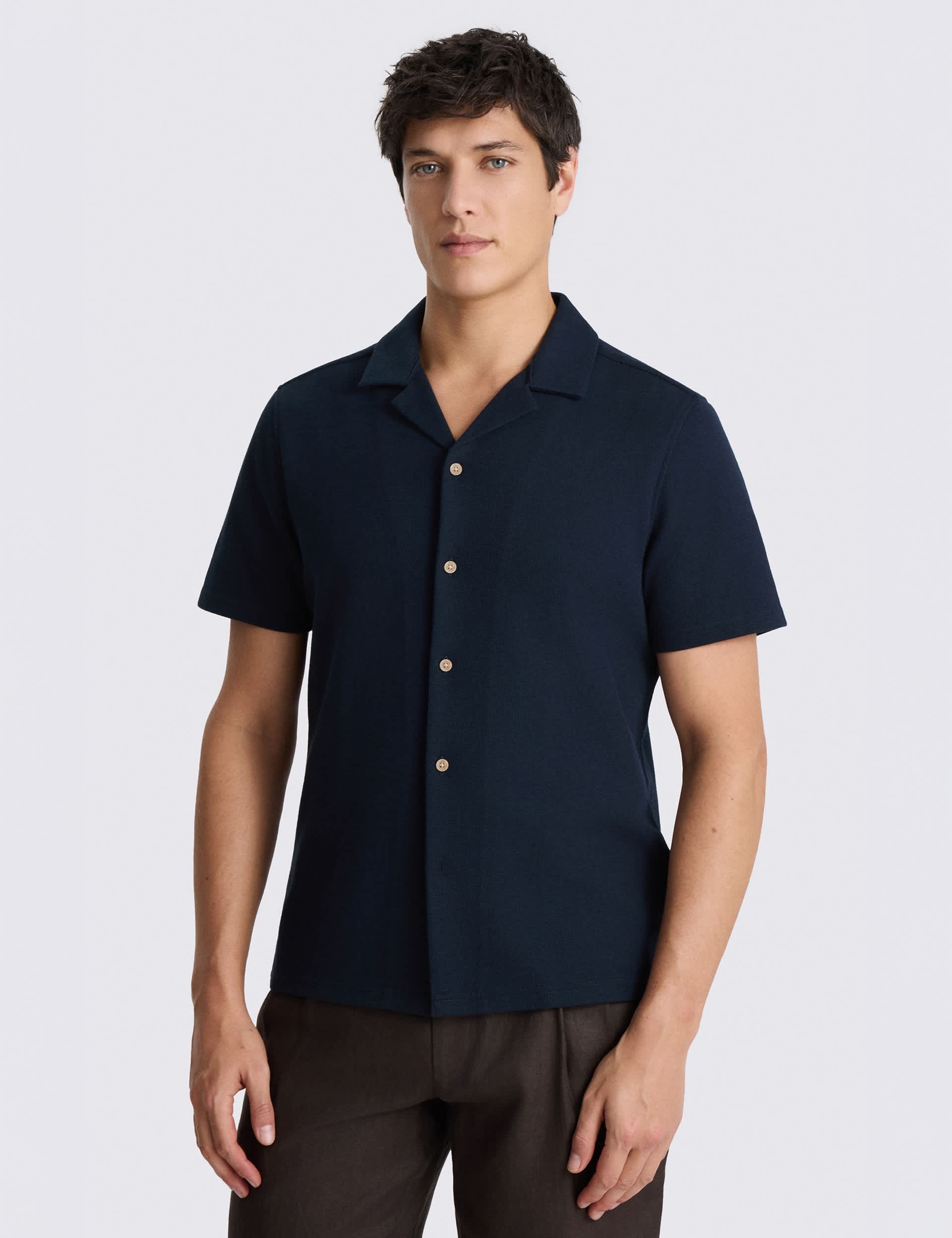 Cotton Blend Knitted Short Sleeve Shirt