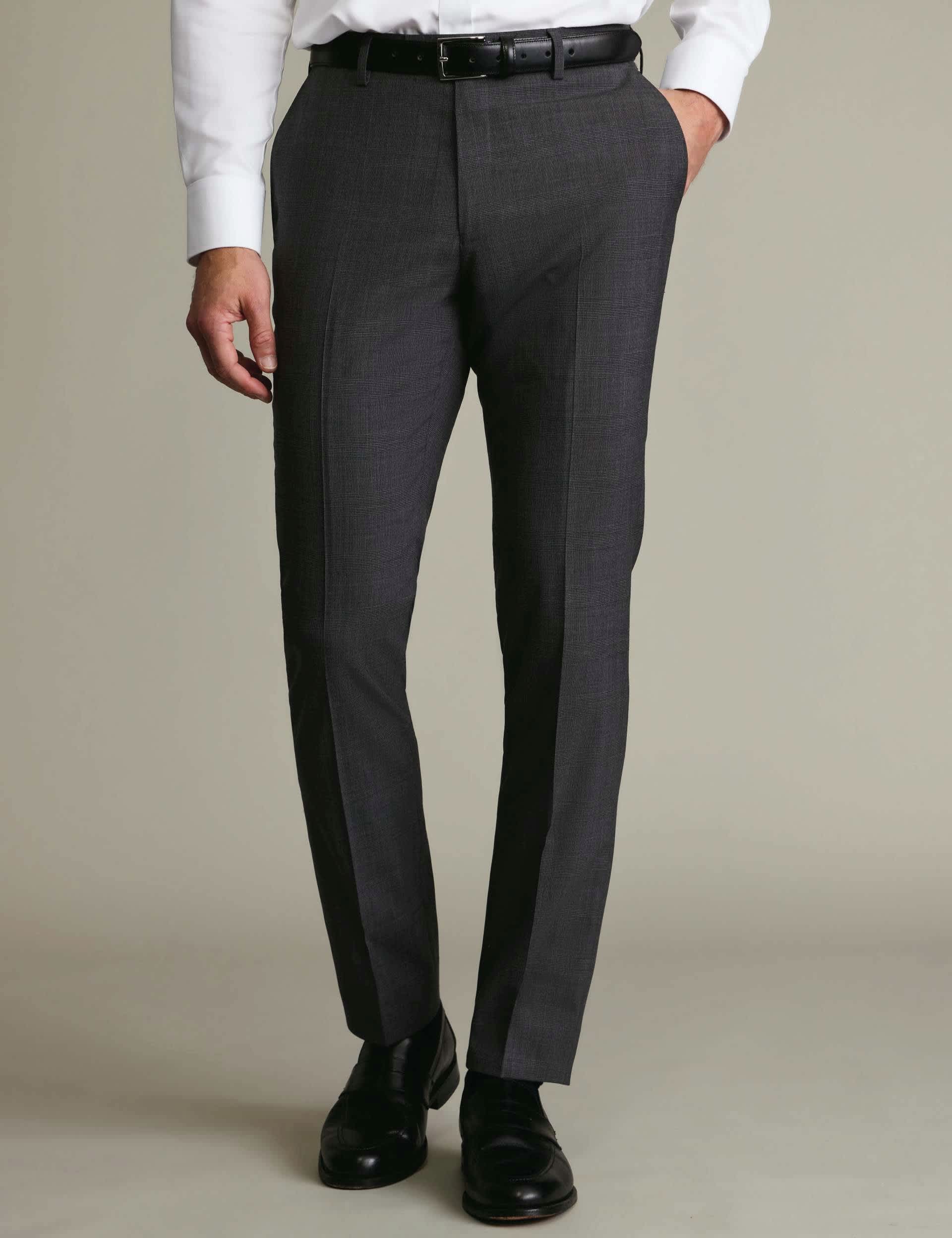 Slim Fit Pure Wool Check Trousers