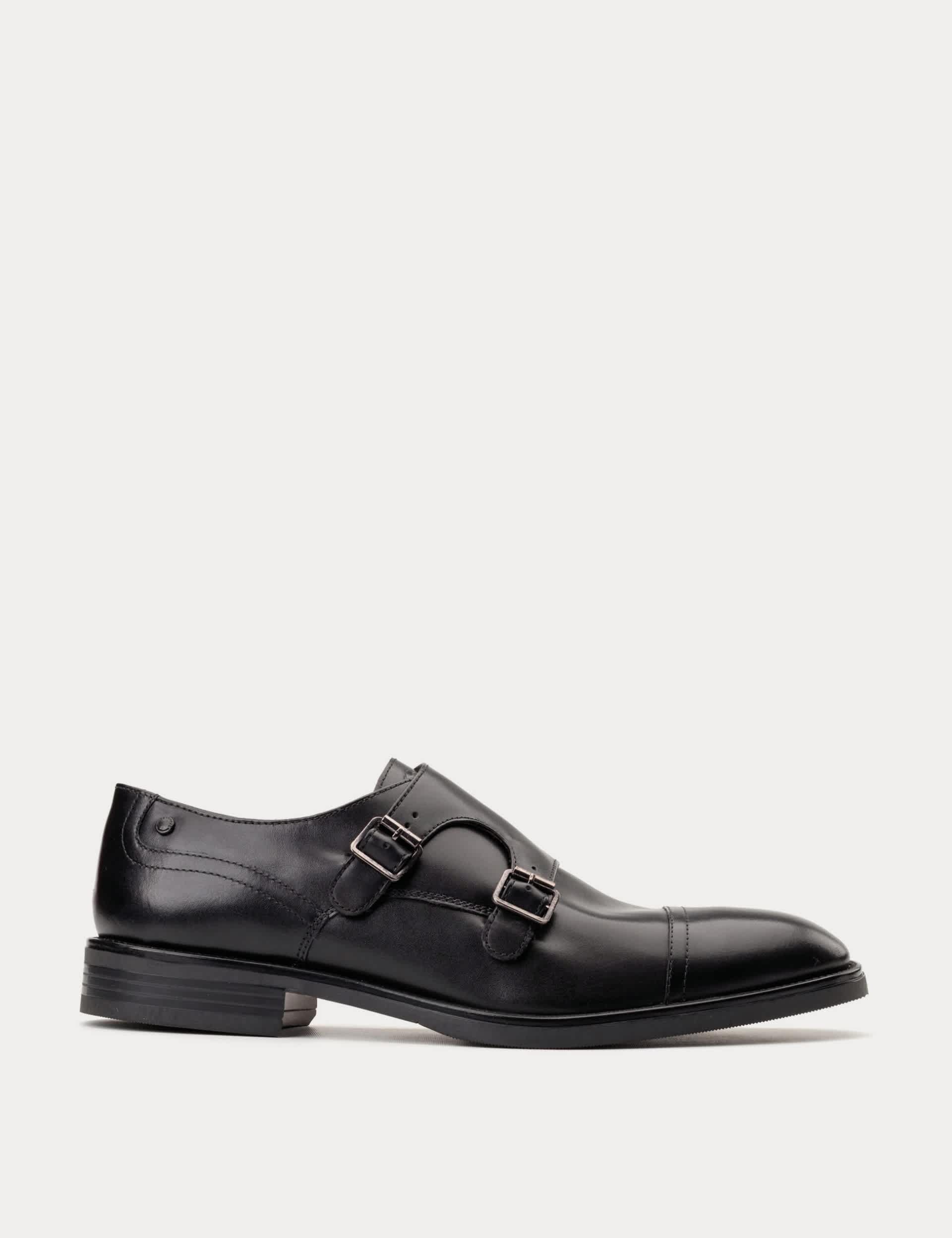 Leather Double Monk Strap Shoes