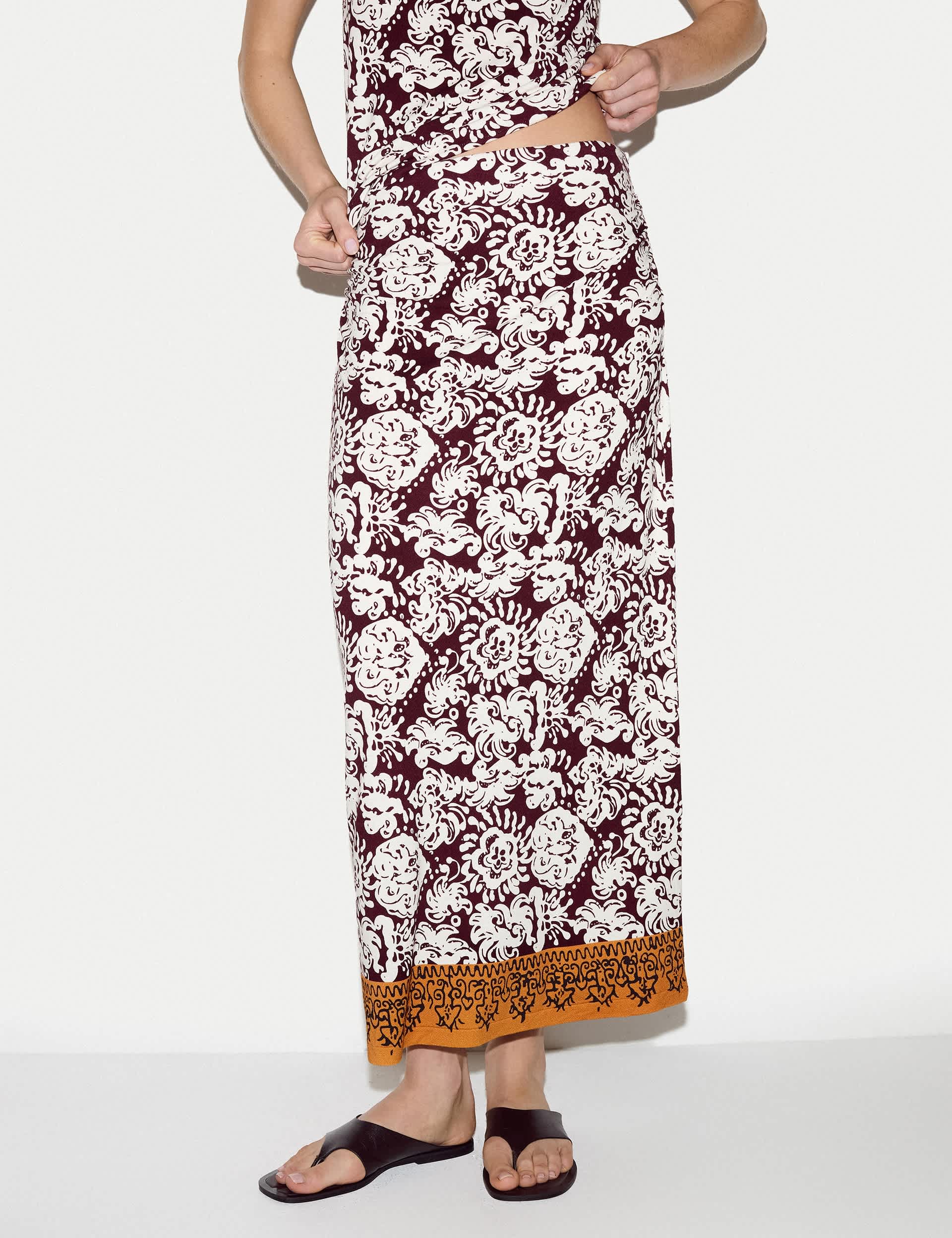 Jersey Floral Maxi A-Line Skirt