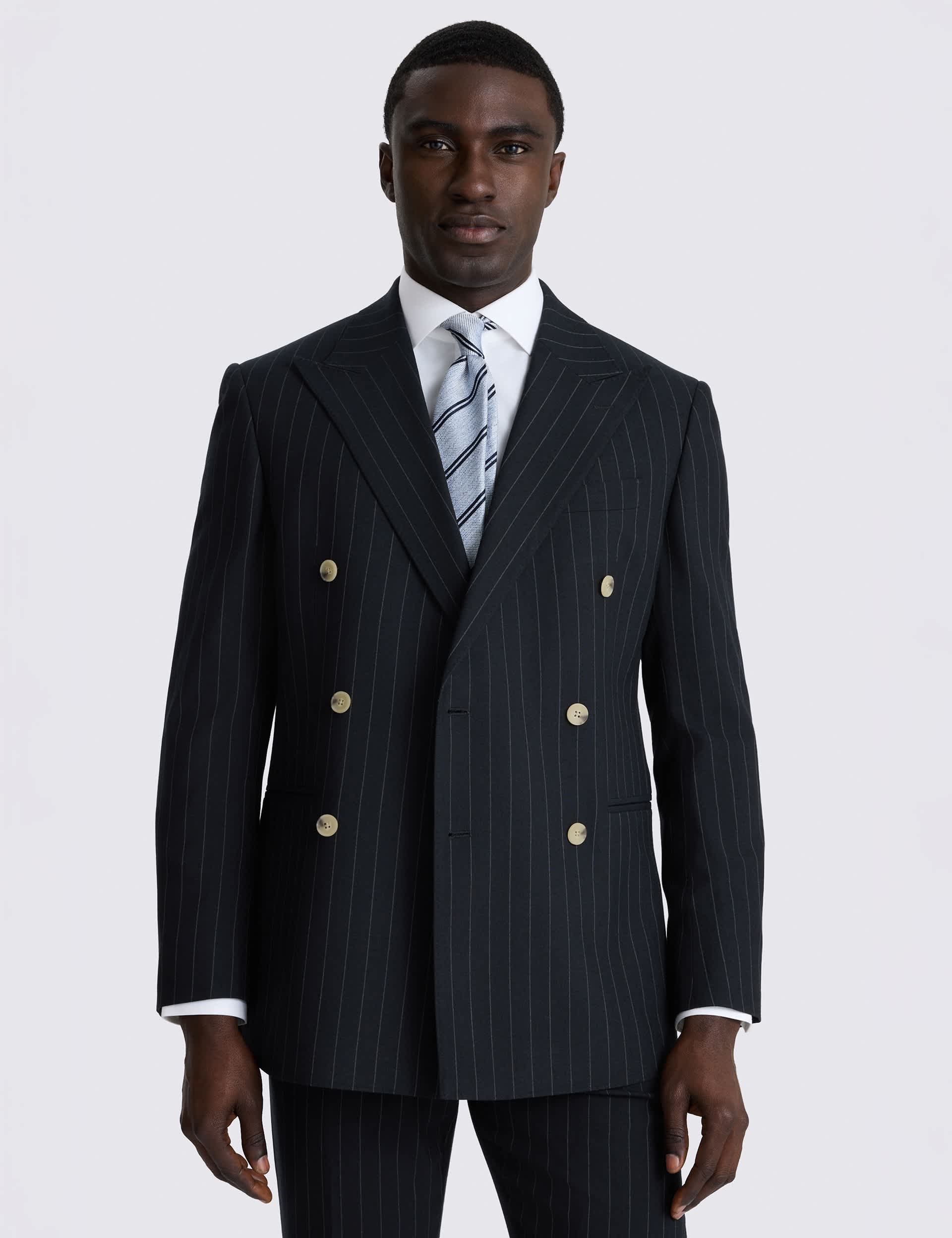 Tailored Fit Pinstripe Double Breasted Suit Jacket primary image