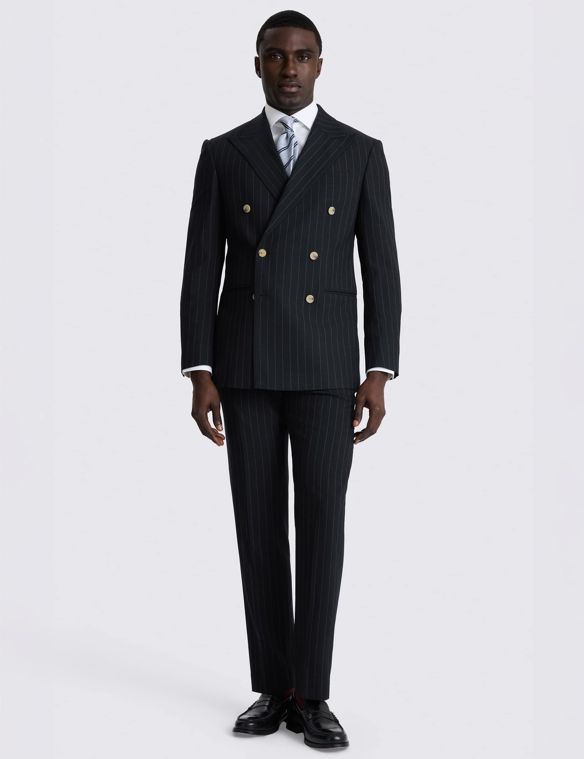 Tailored Fit Pinstripe Double Breasted Suit Jacket thumbnail 2