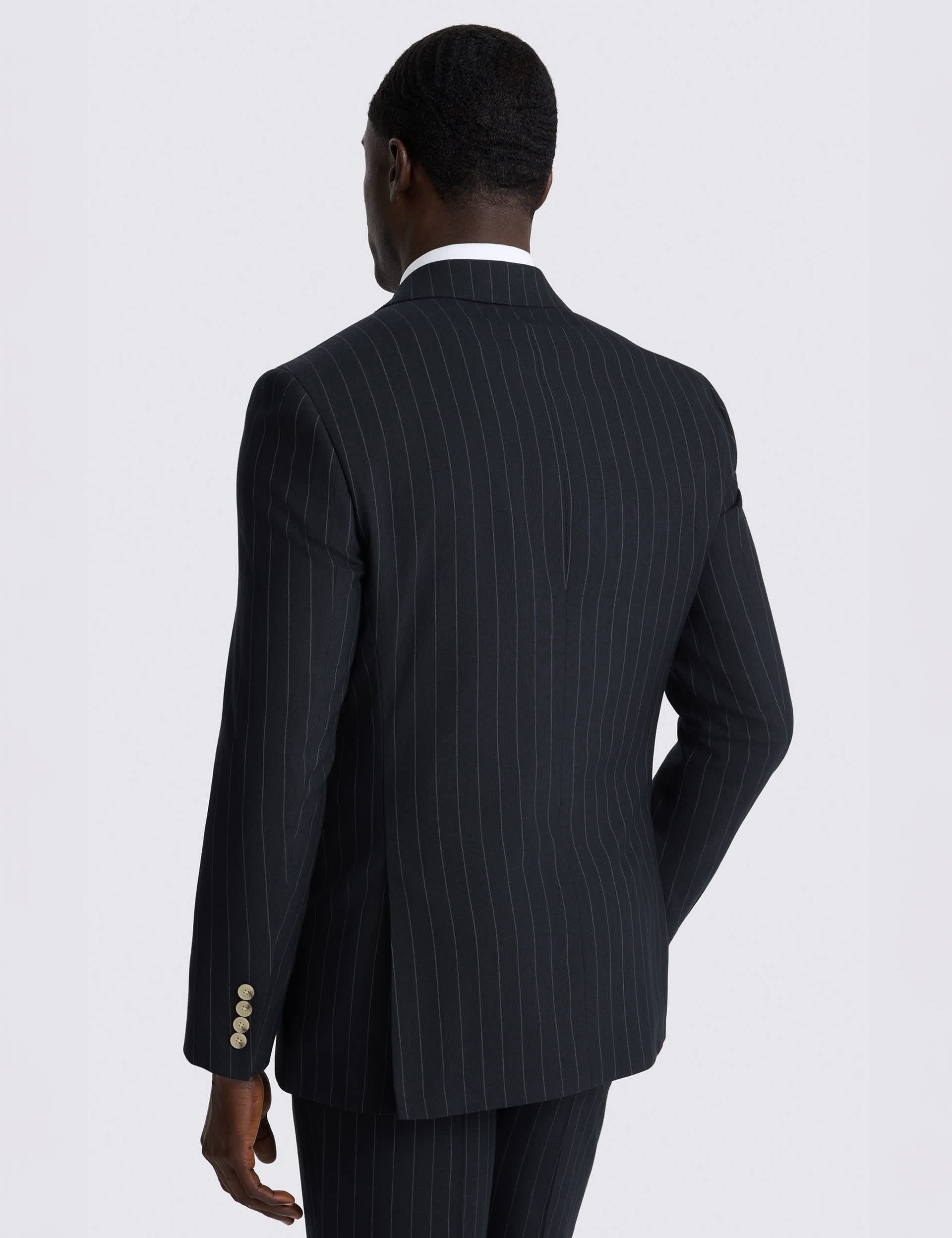 Tailored Fit Pinstripe Double Breasted Suit Jacket thumbnail 3