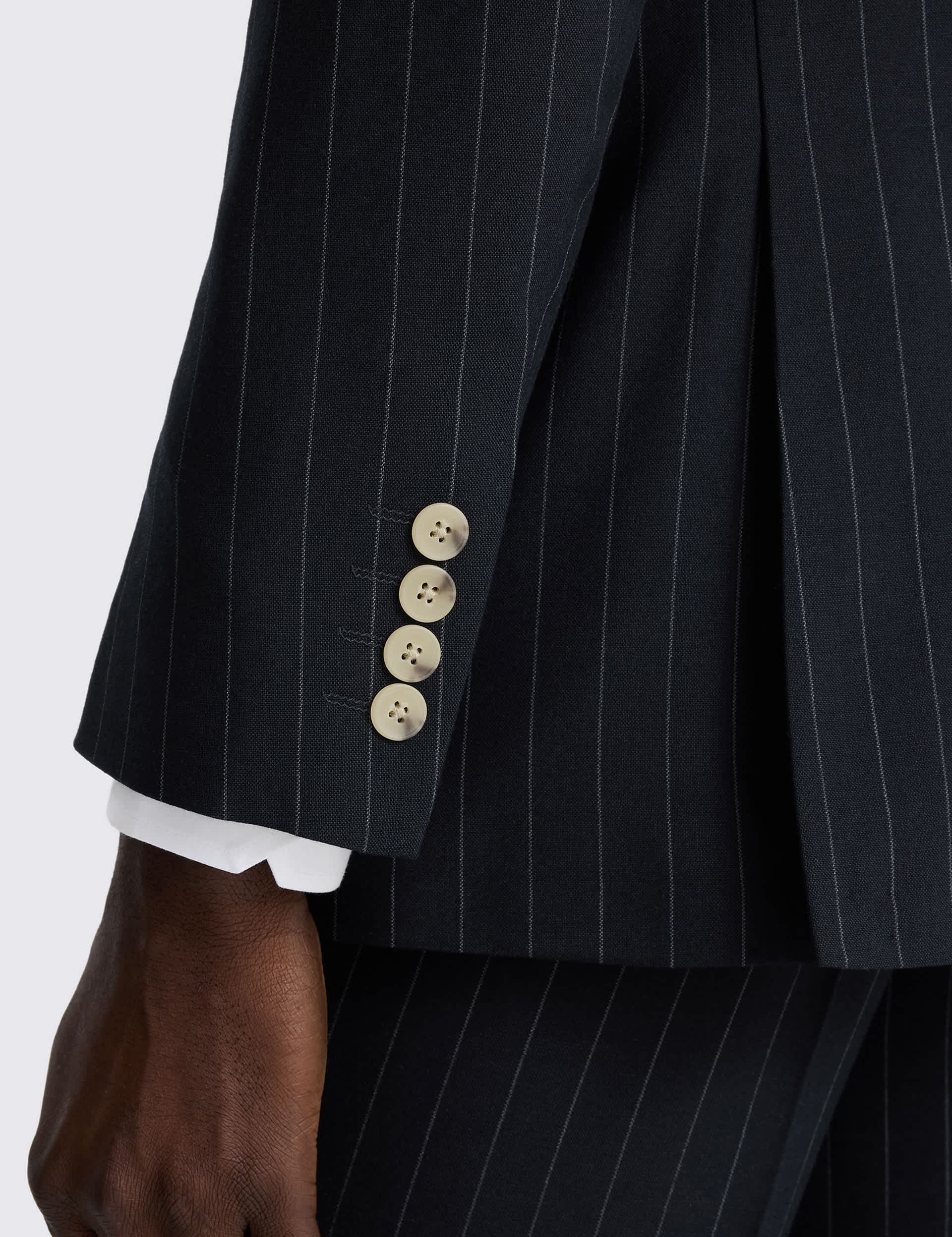 Tailored Fit Pinstripe Double Breasted Suit Jacket thumbnail 4