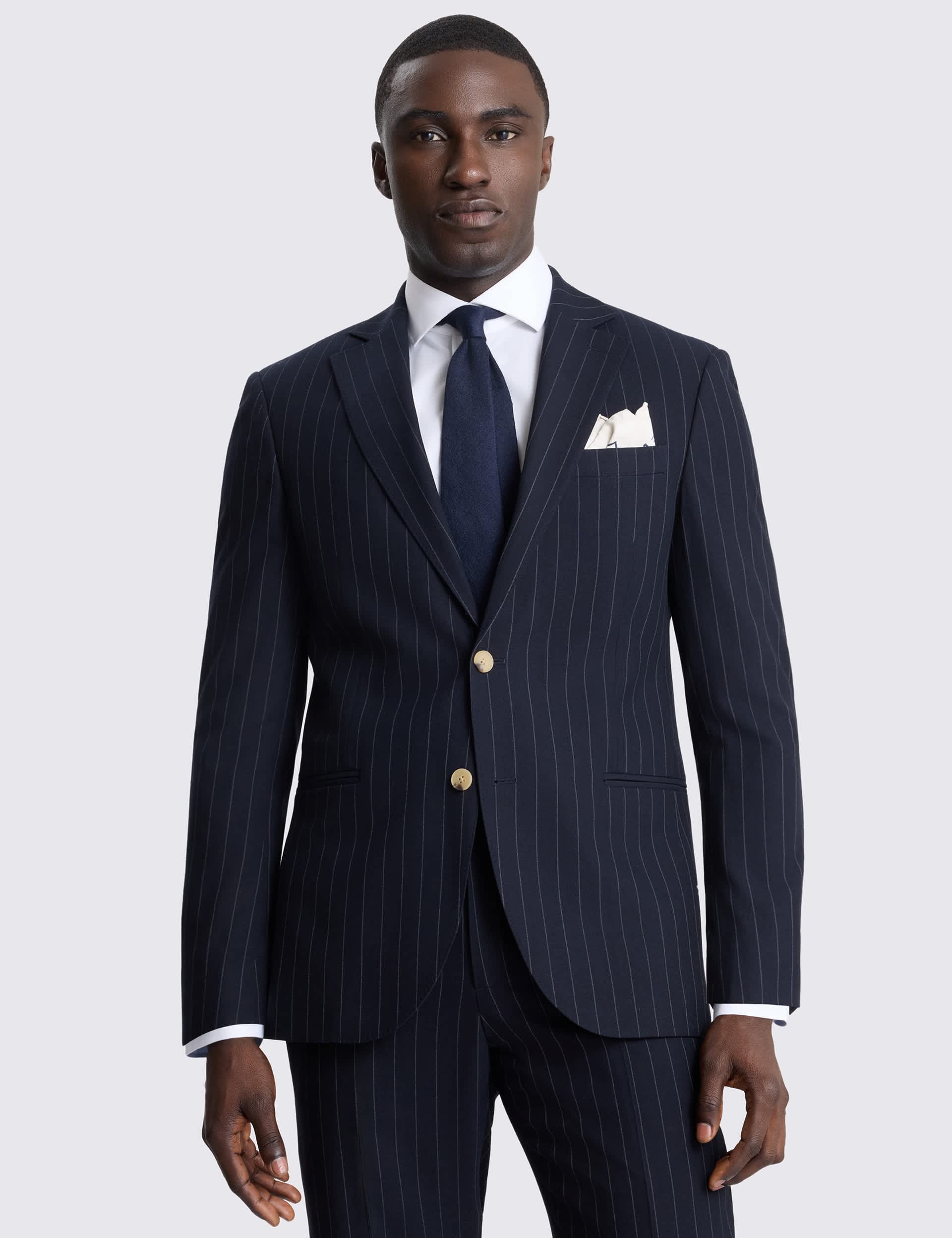 Tailored Fit Striped Stretch Suit Jacket primary image