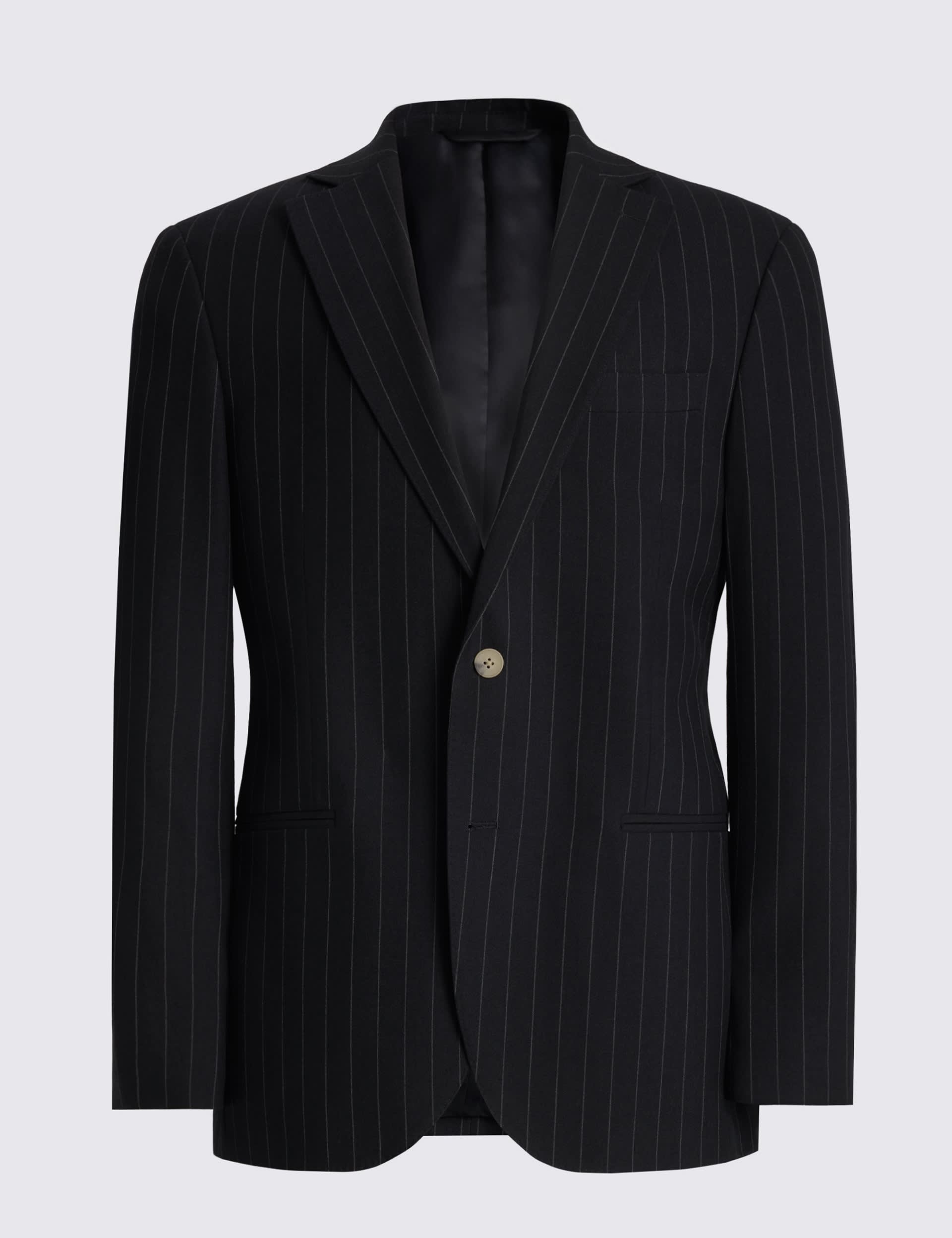 Tailored Fit Striped Stretch Suit Jacket thumbnail 6