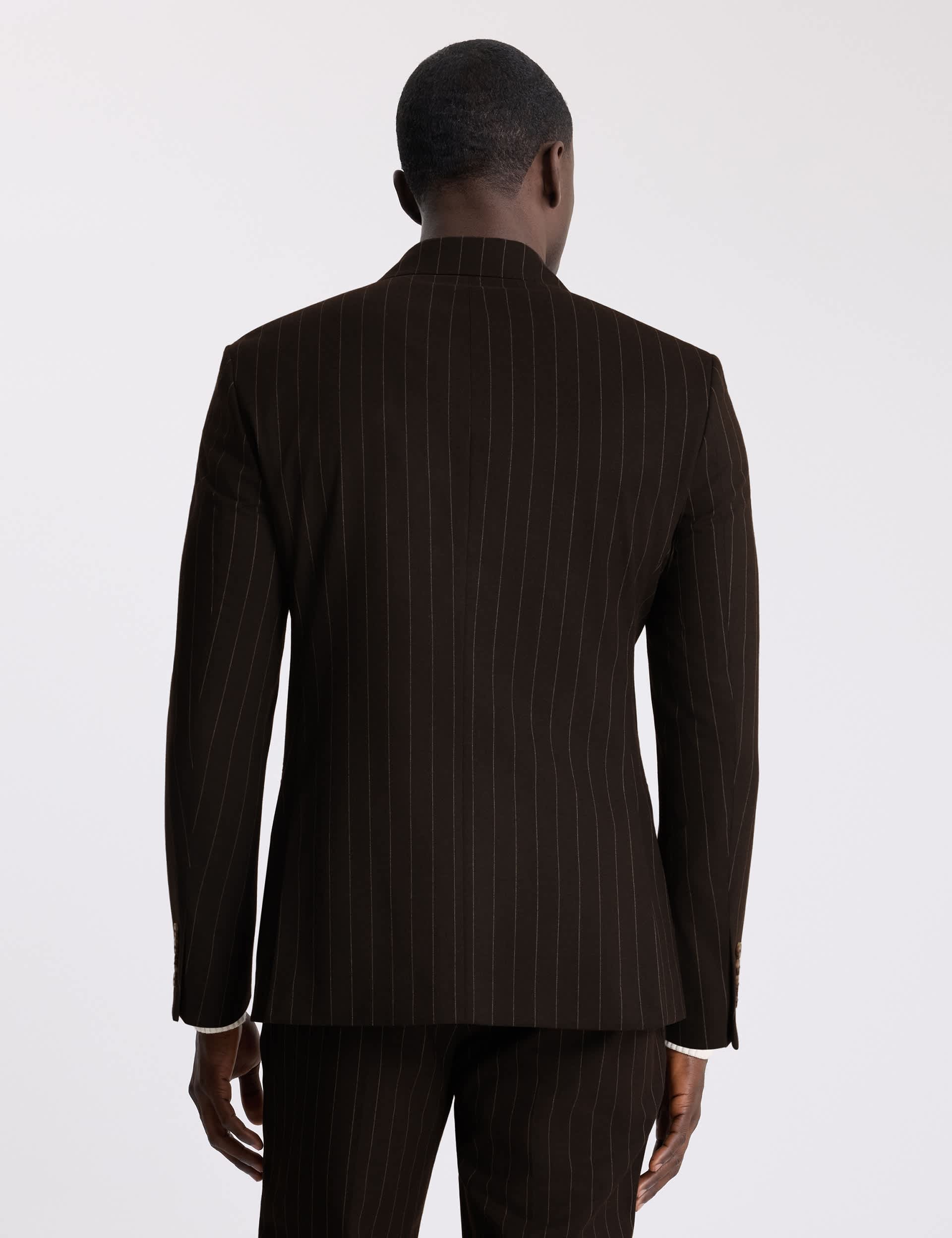 Slim Fit Striped Double Breasted Suit Jacket thumbnail 3
