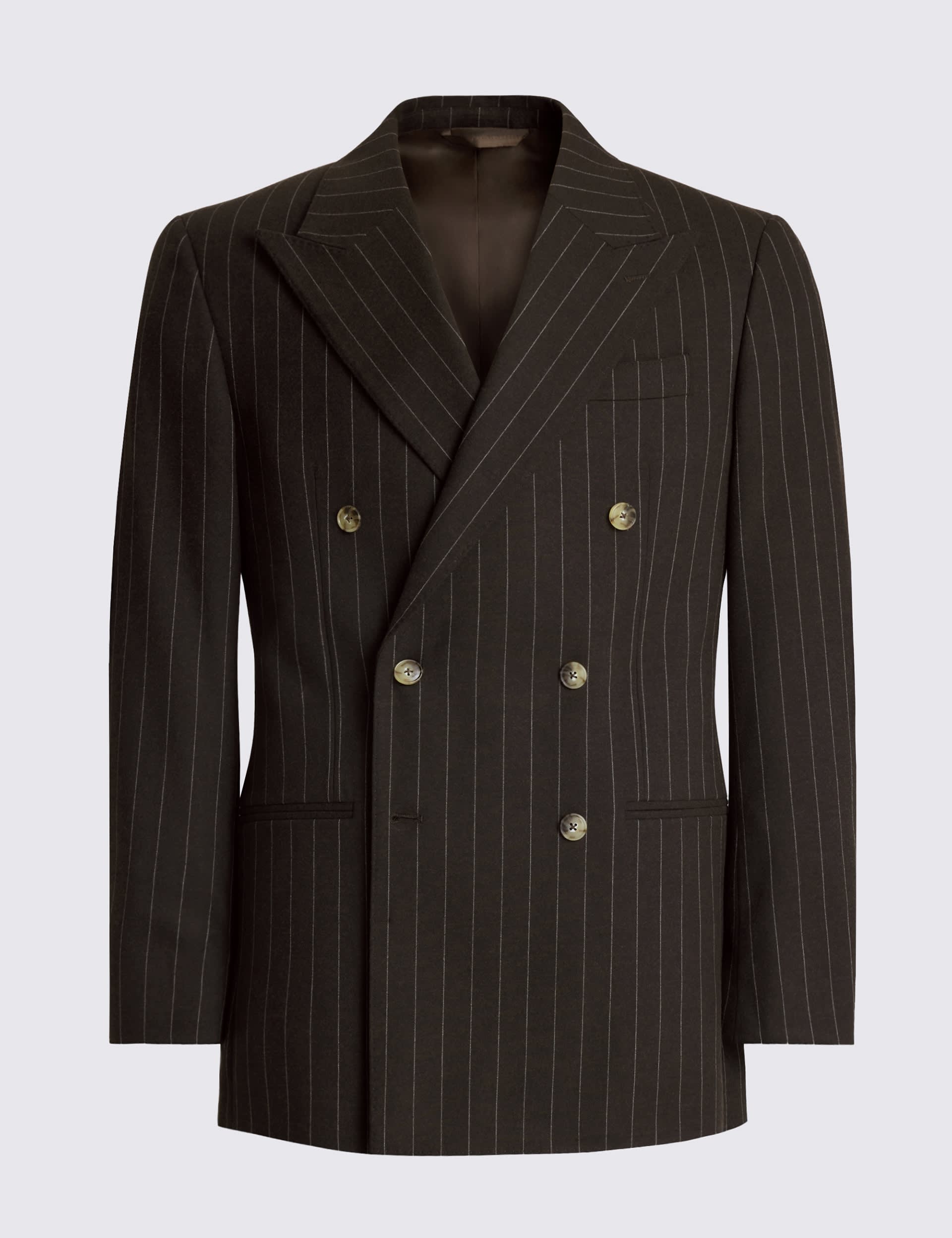 Slim Fit Striped Double Breasted Suit Jacket thumbnail 4