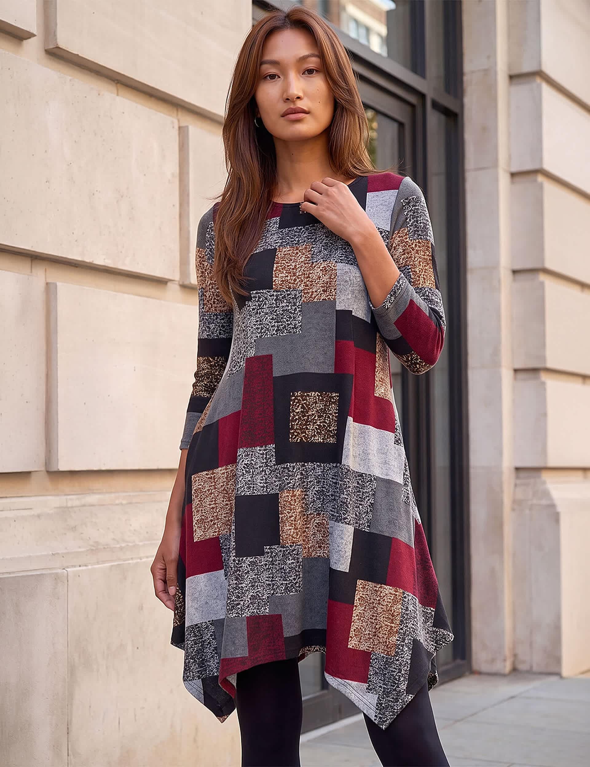 Animal Print Knee Length Knitted Dress