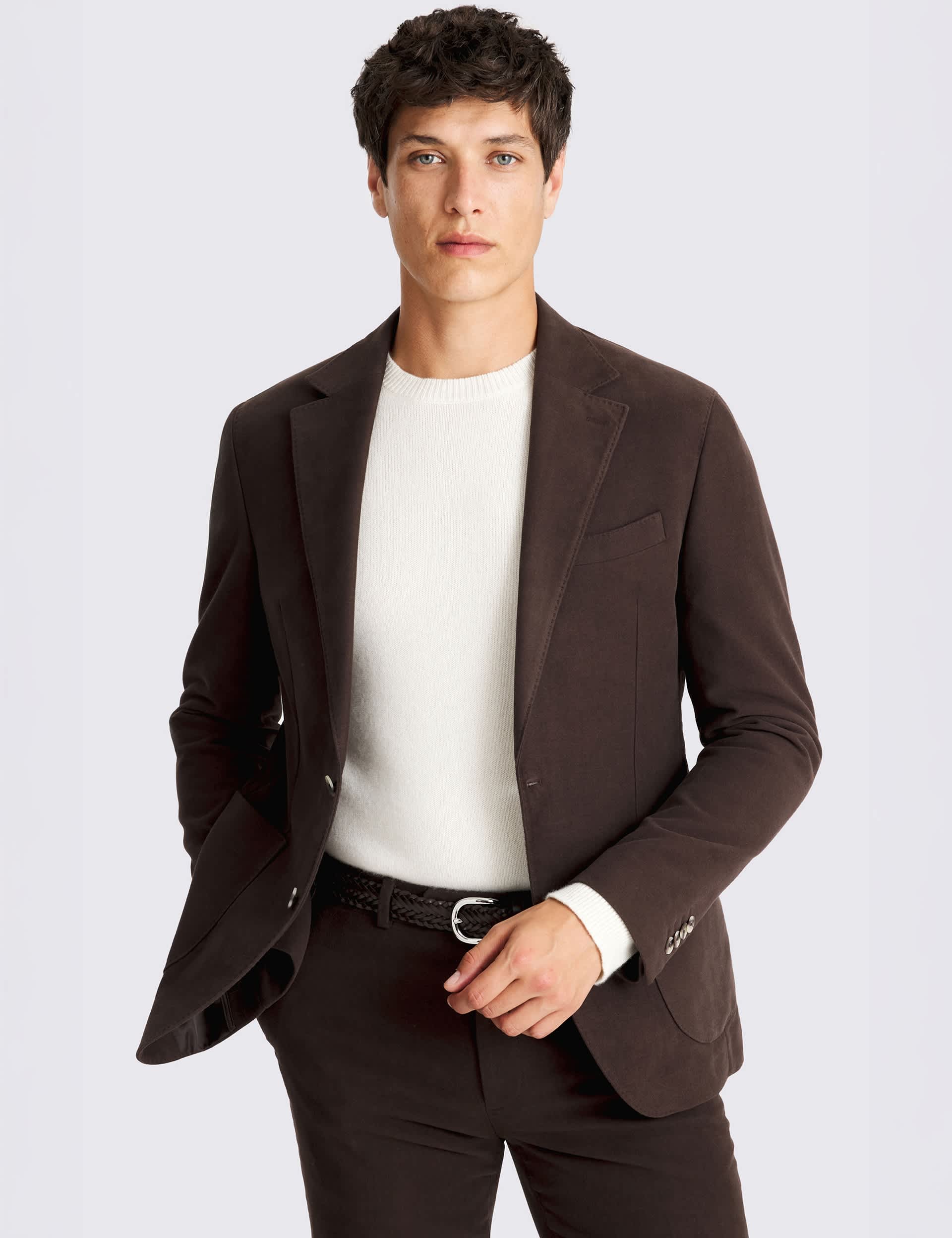 Tailored Fit Pure Cotton Suit Jacket primary image