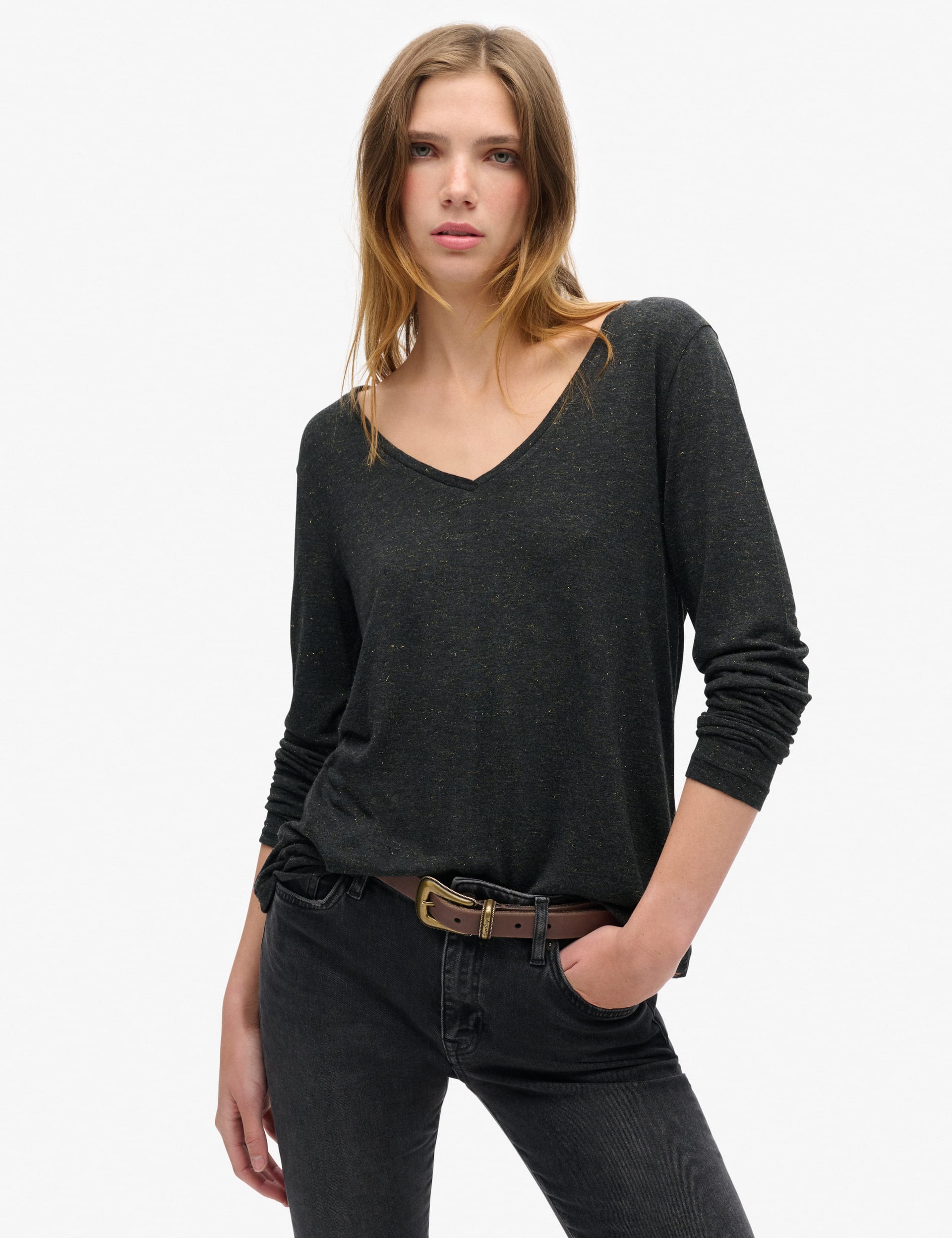 Haut Superdry Gris Manches Longues - Taille UK M, Occasion Très Bon état
