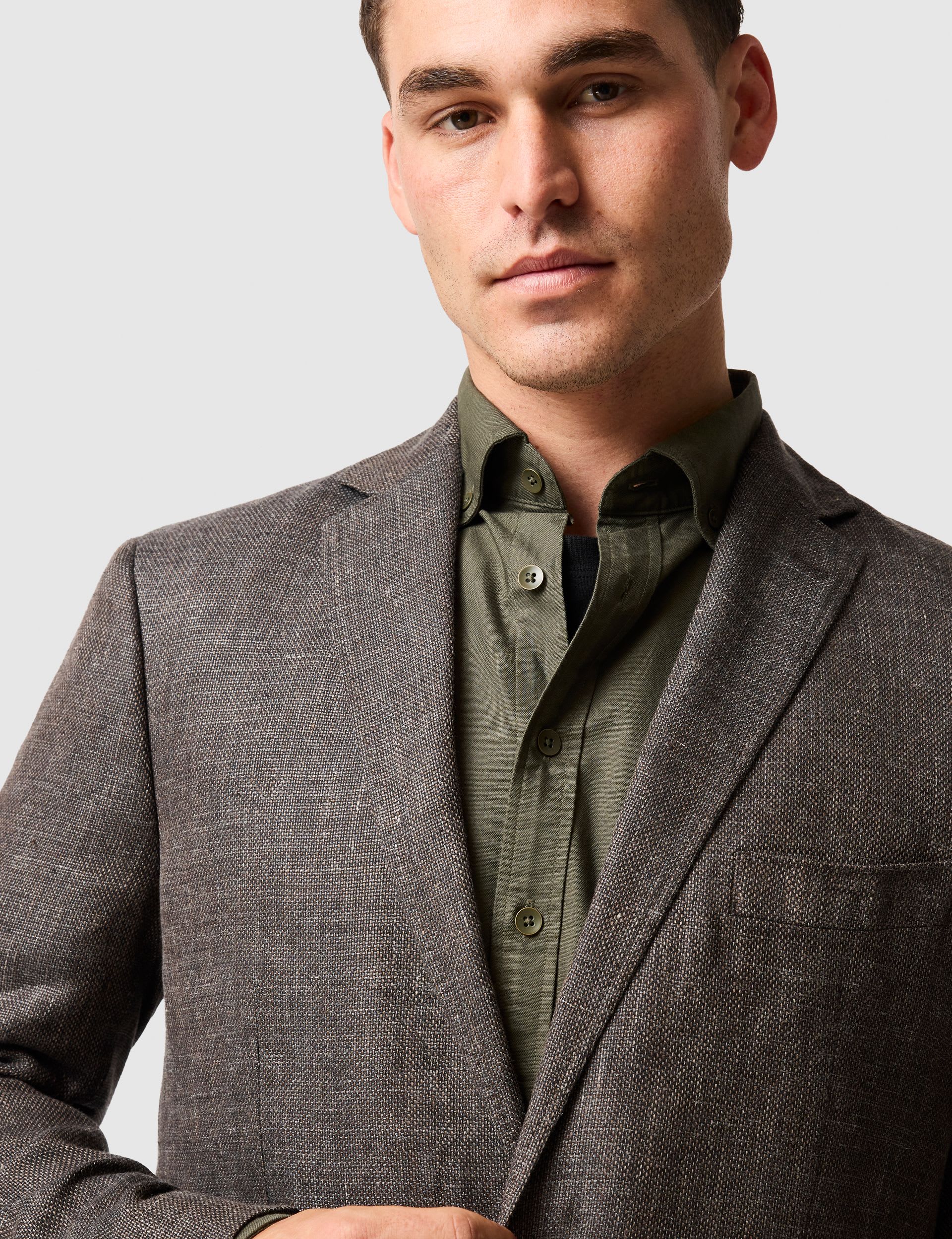Regular Fit Linen Rich Textured Blazer thumbnail 2