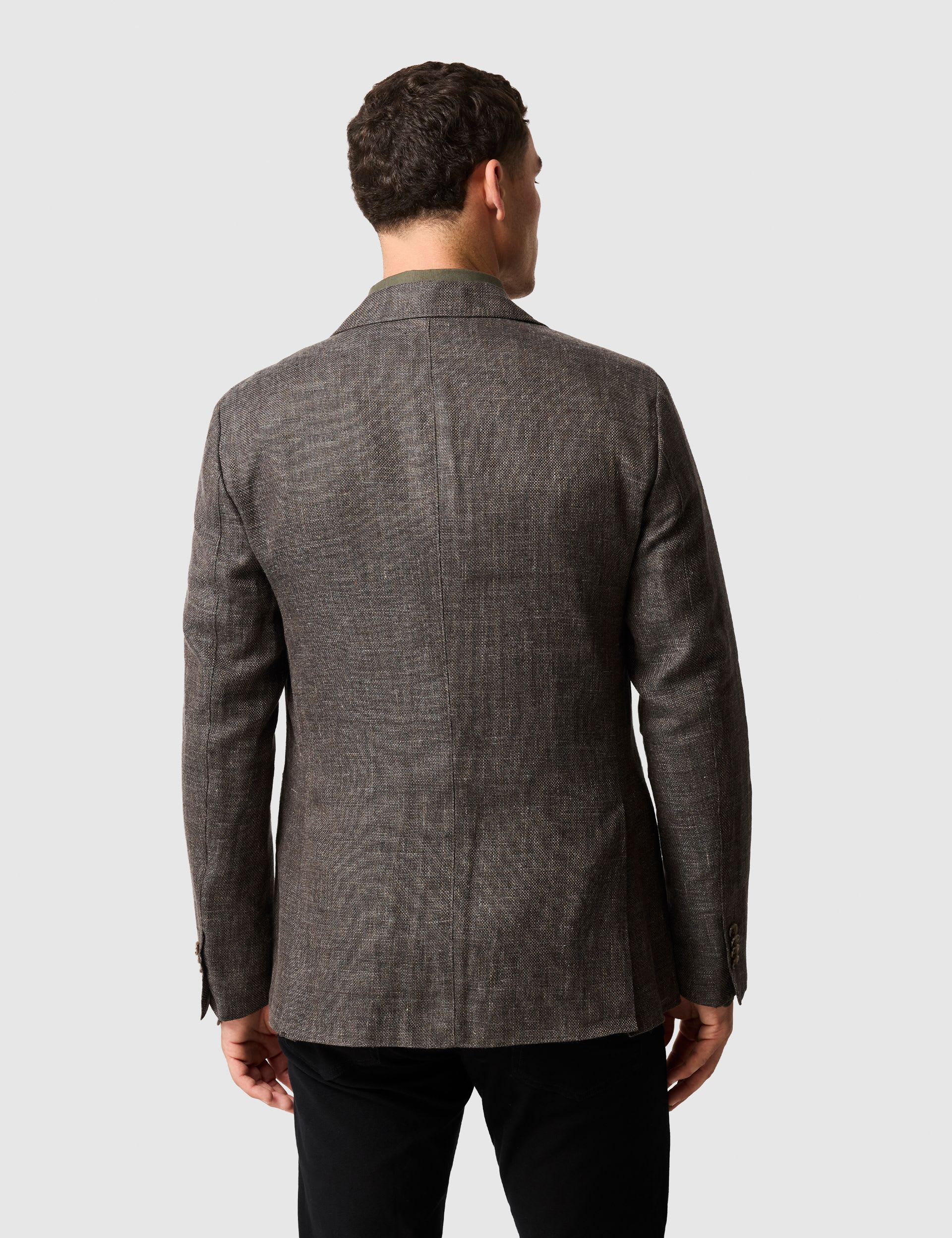 Regular Fit Linen Rich Textured Blazer thumbnail 3