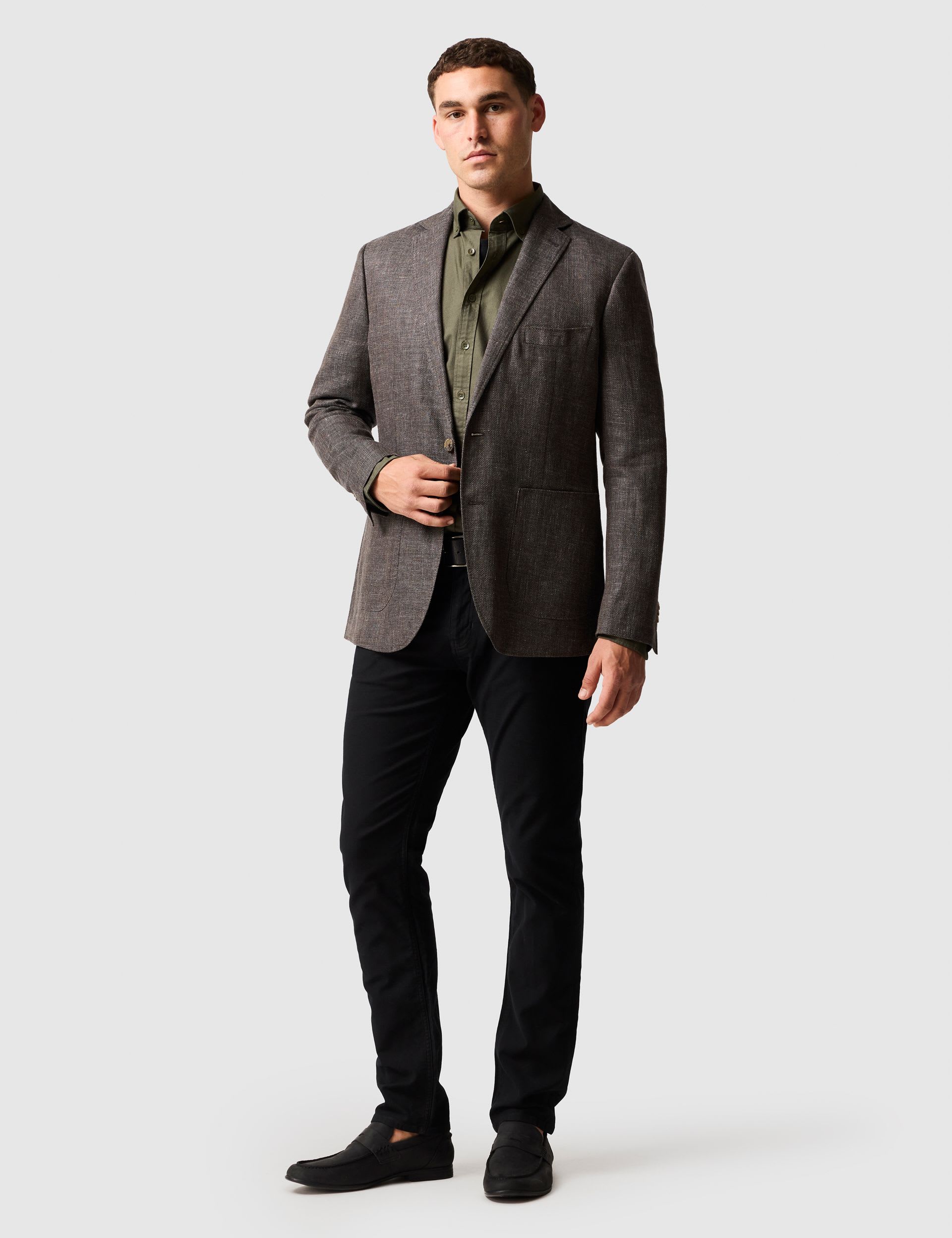 Regular Fit Linen Rich Textured Blazer thumbnail 5