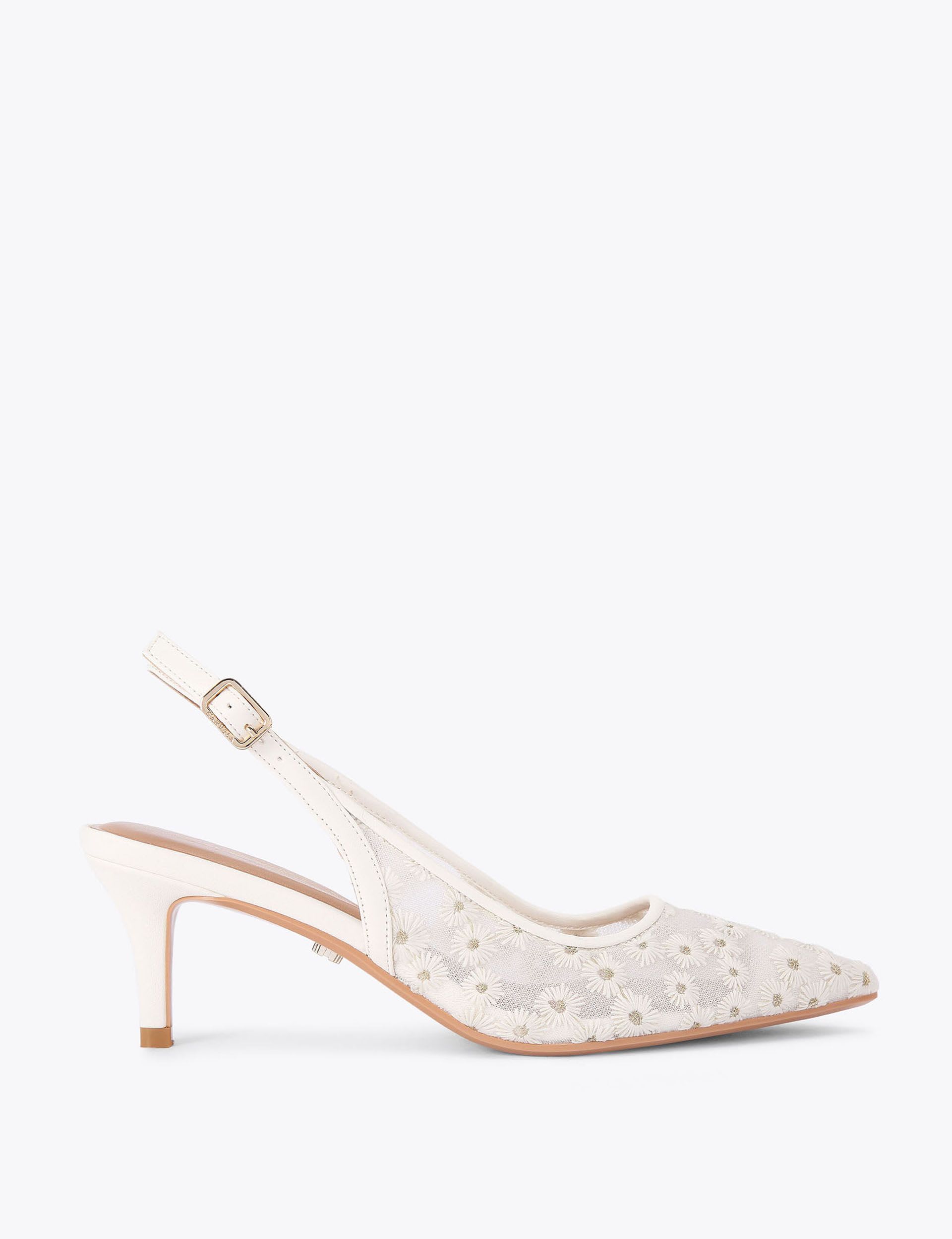 Mesh Daisy Low Heel Slingbacks