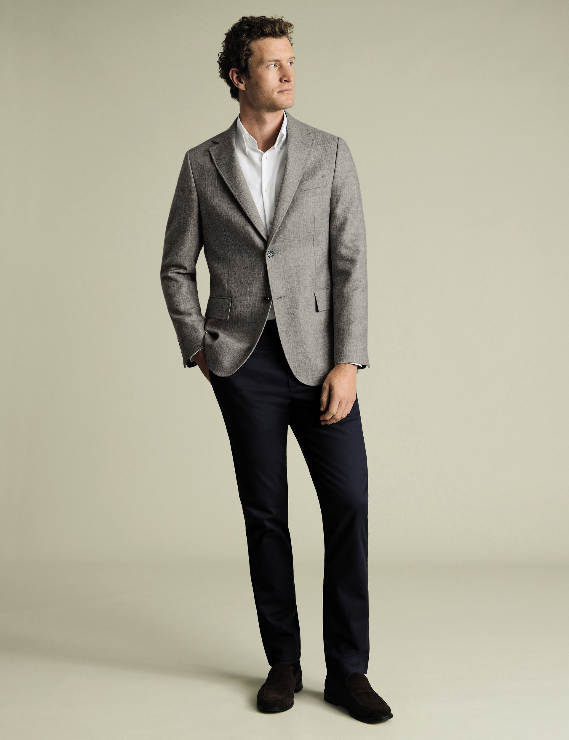 Slim Fit Pure Wool Twill Textured Jacket primary image