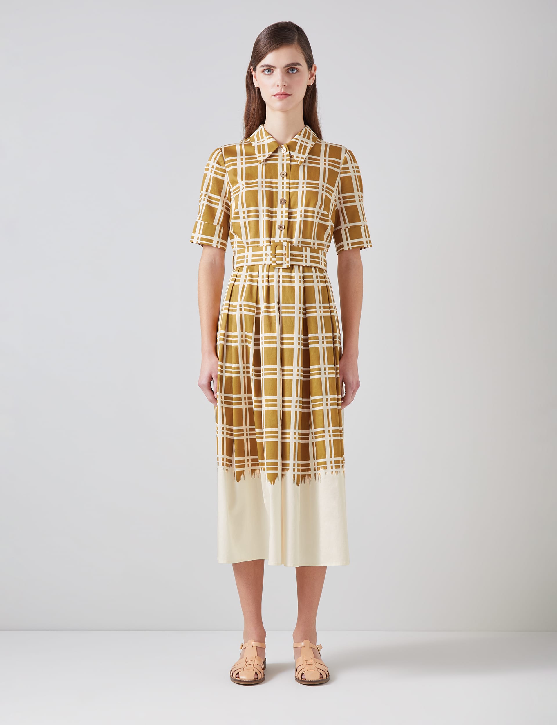 Pure Cotton Checked Belted Midi Shirt Dress | LK BENNETT | M&S