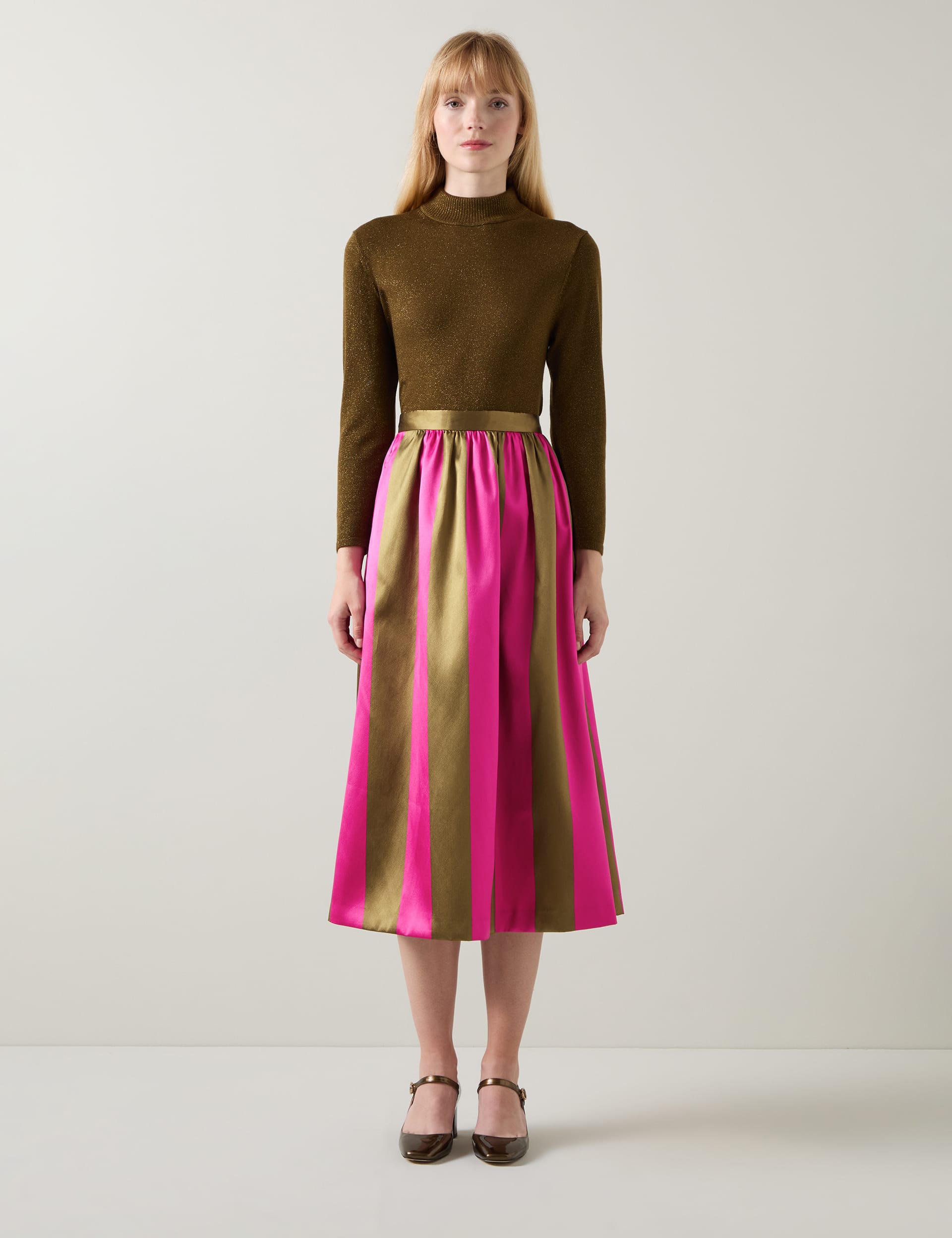 Striped Jacquard Midi A Line Skirt LK BENNETT M S