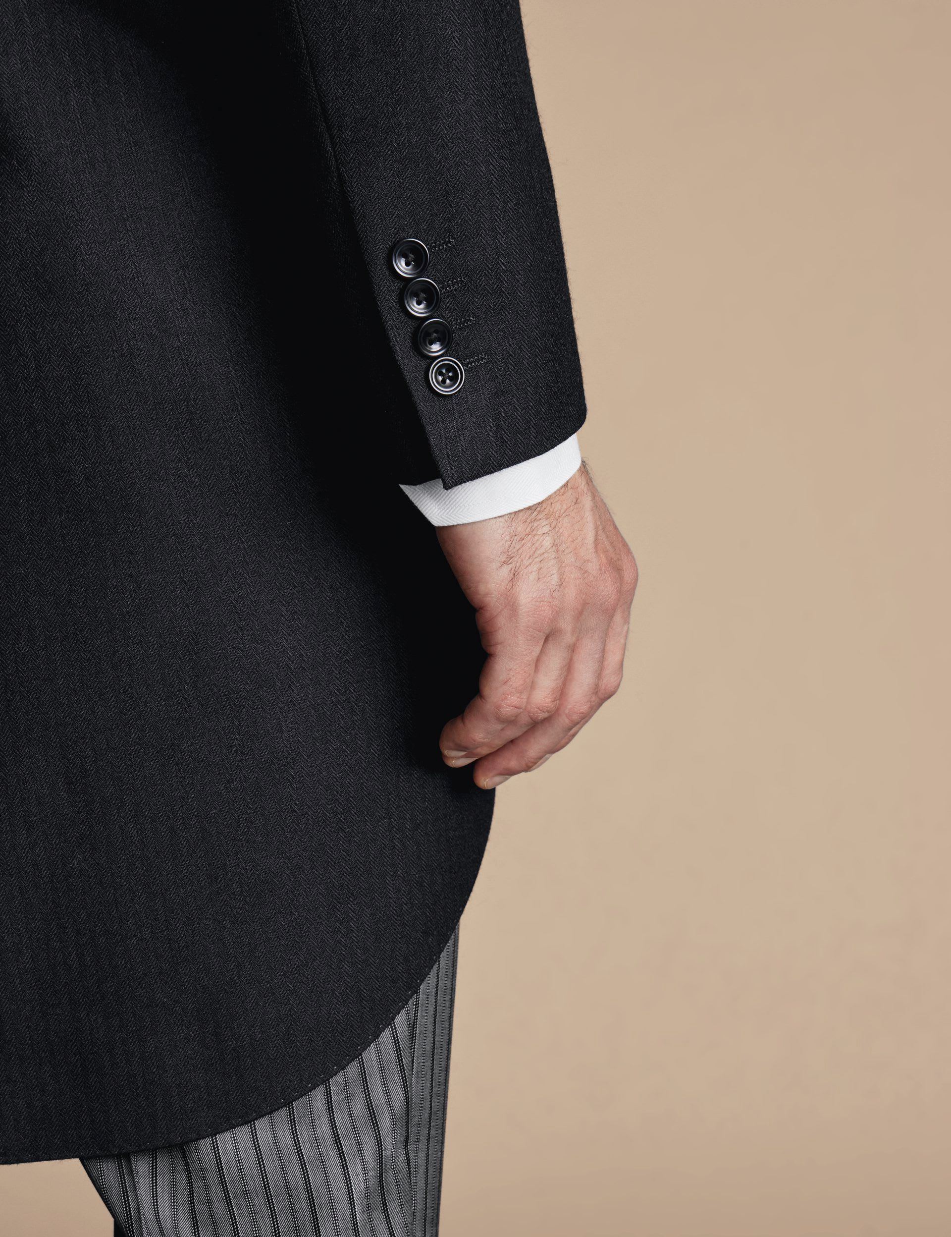 Slim Fit Herringbone Morning Suit Tailcoat thumbnail 3