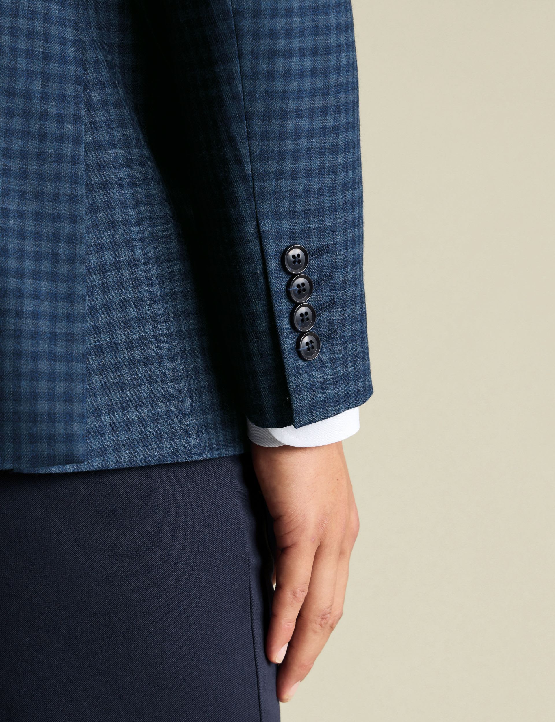 Slim Fit Wool Blend Check Textured Blazer thumbnail 4