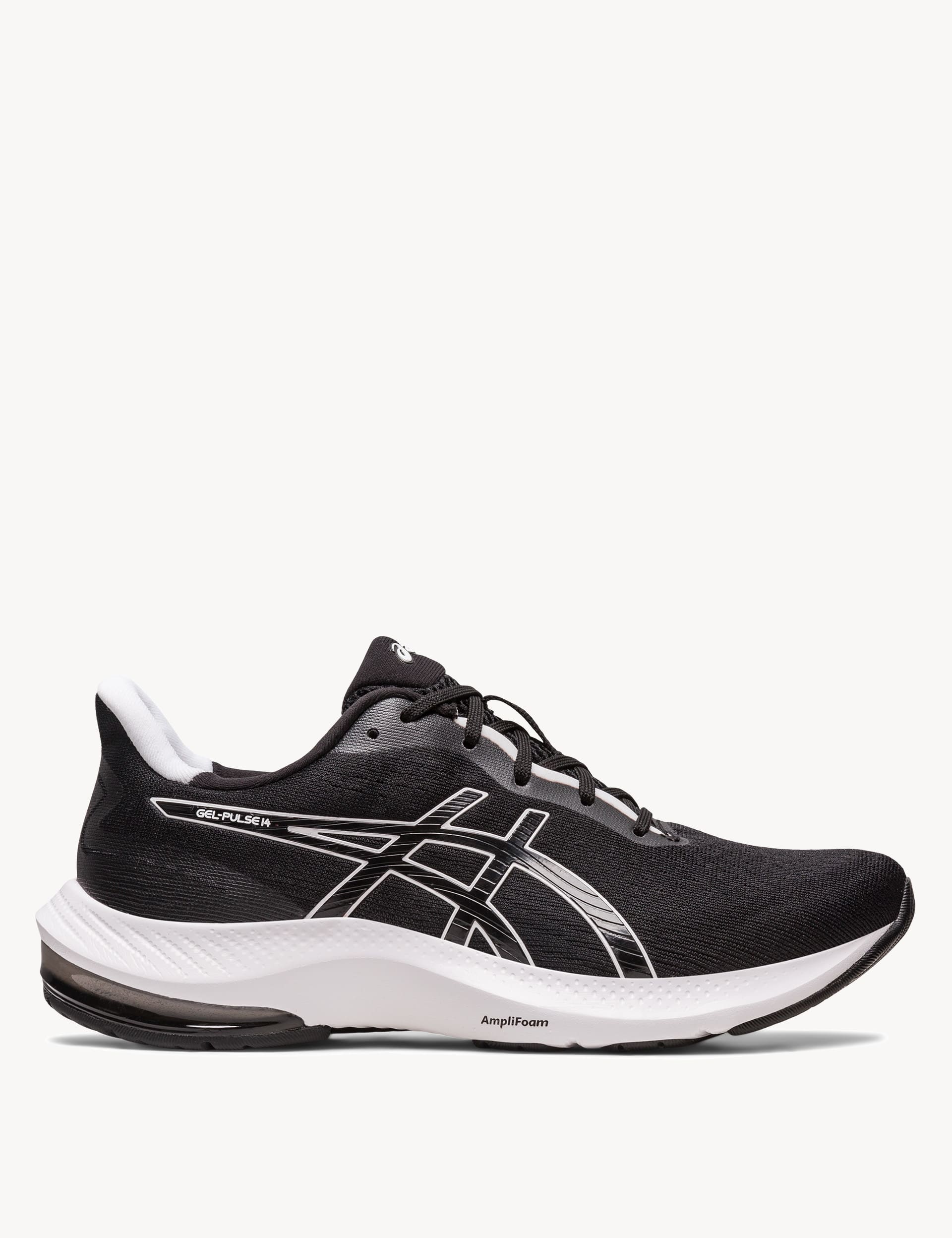 Black asics running trainers best sale