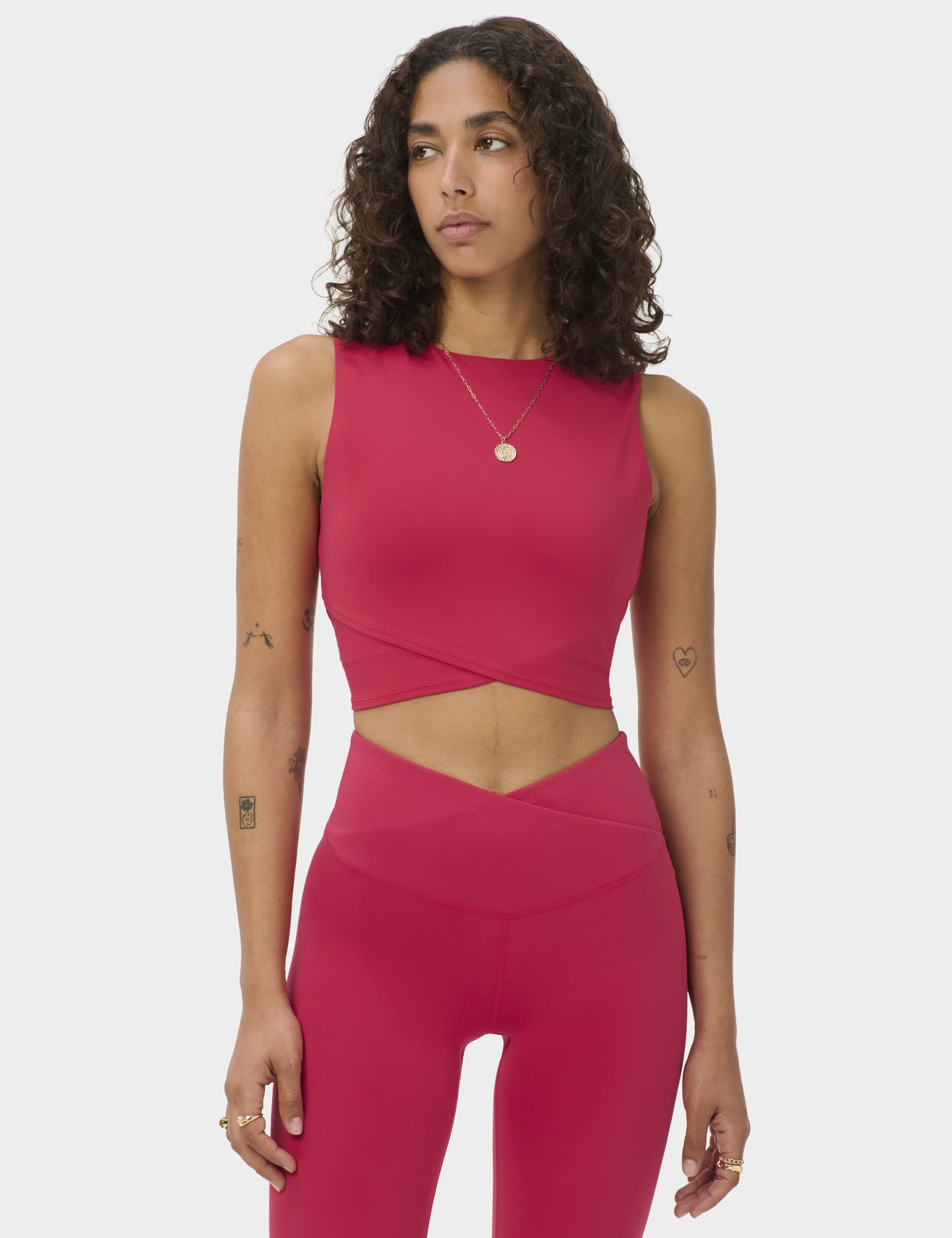 All Day Wrap Front Fitted Crop Top