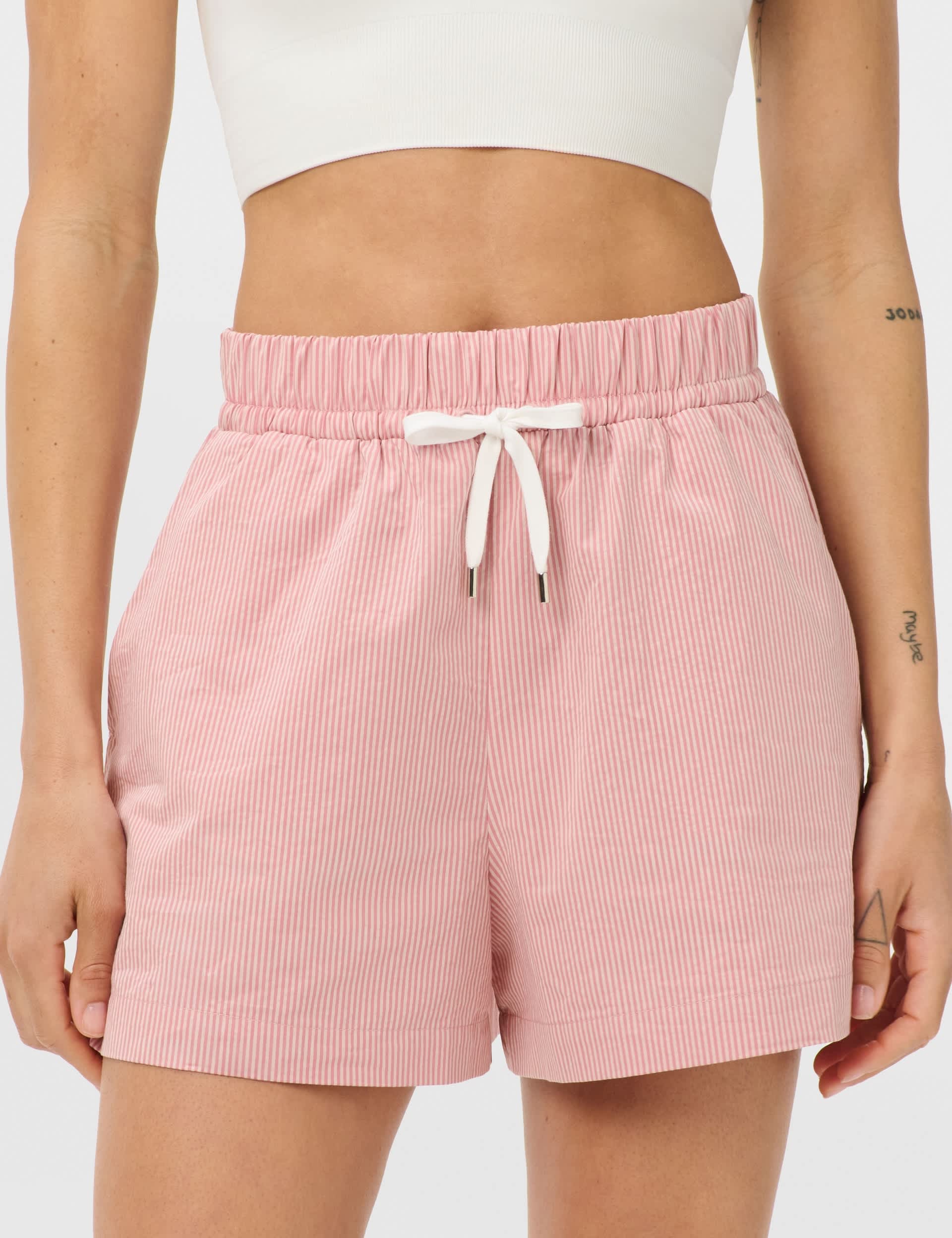 Pure Cotton Striped High Waisted Shorts