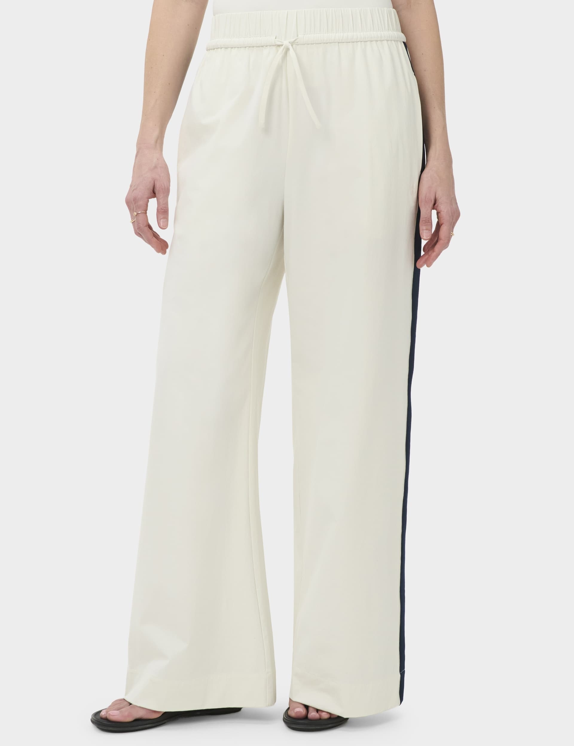 Side Stripe Drawstring Wide Leg Trousers