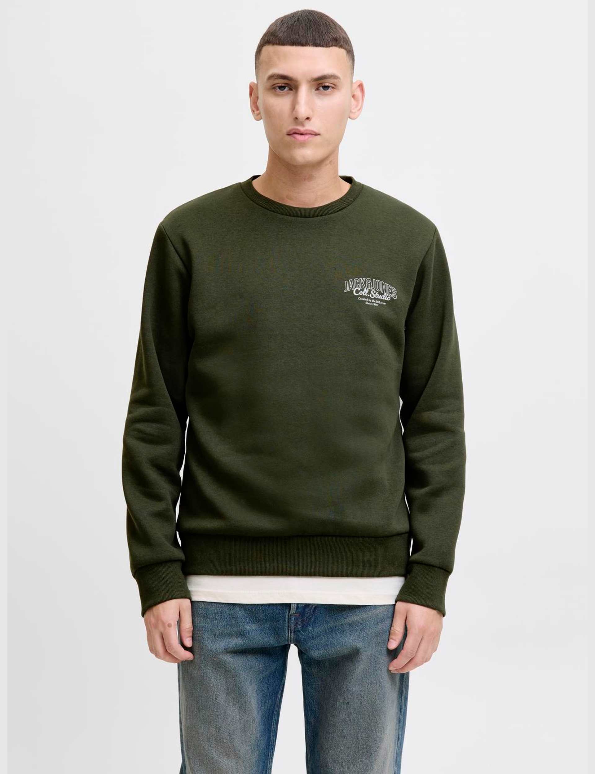 Cotton Blend Crew Neck Sweatshirt