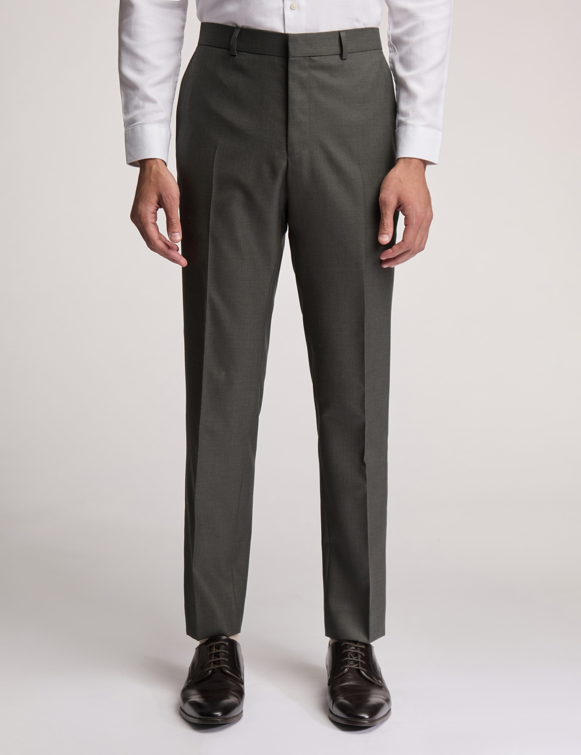 Slim Fit Wool Rich Twill Flat Front Trousers