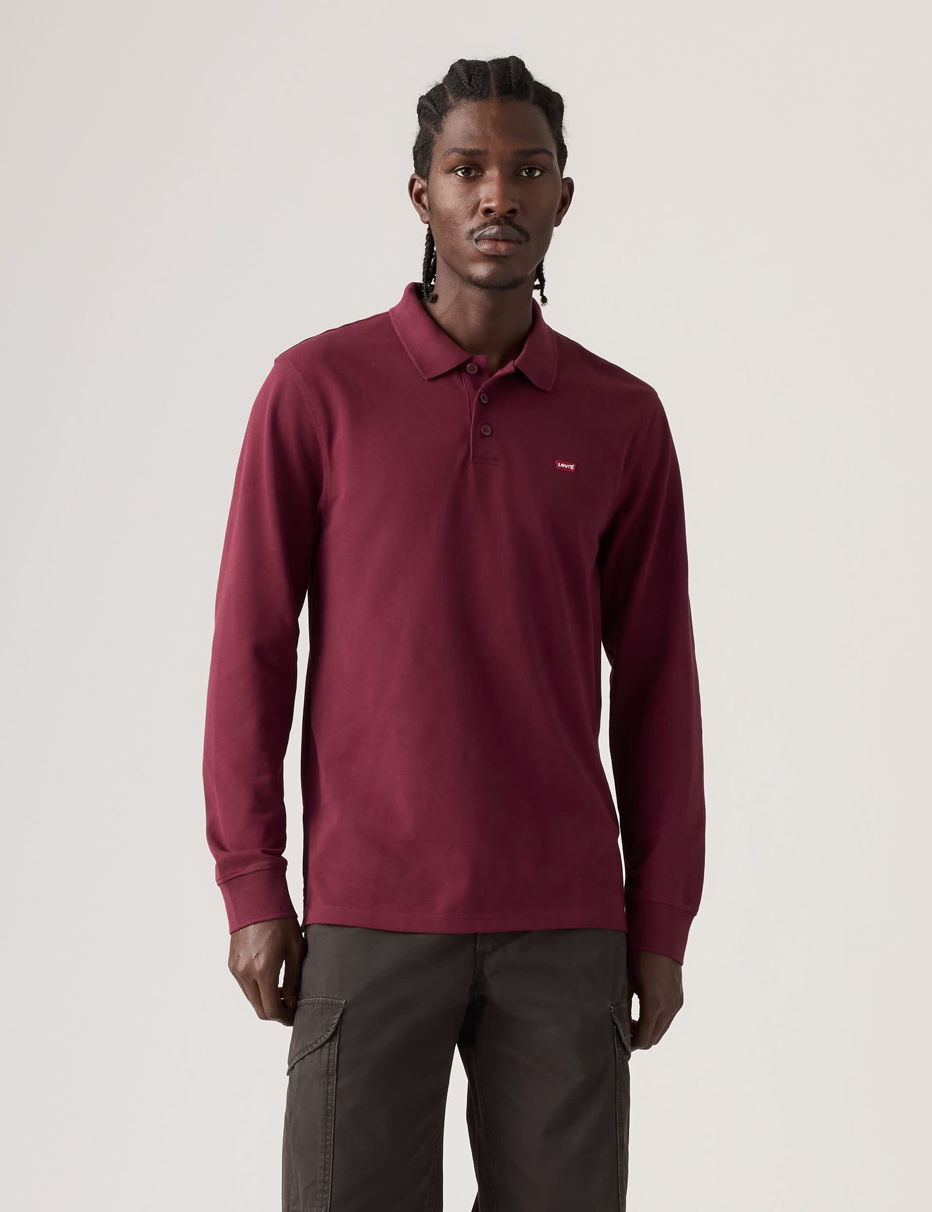 Pure Cotton Long Sleeve Polo Shirt