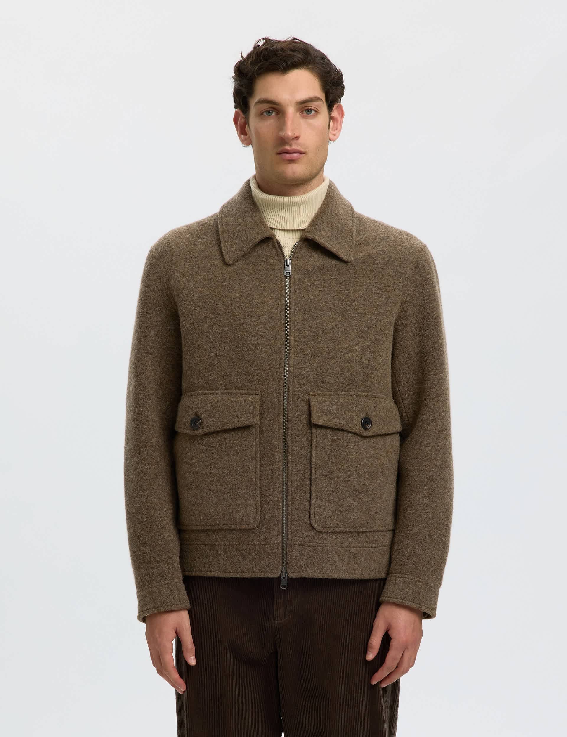 Wool Blend Harrington Jacket