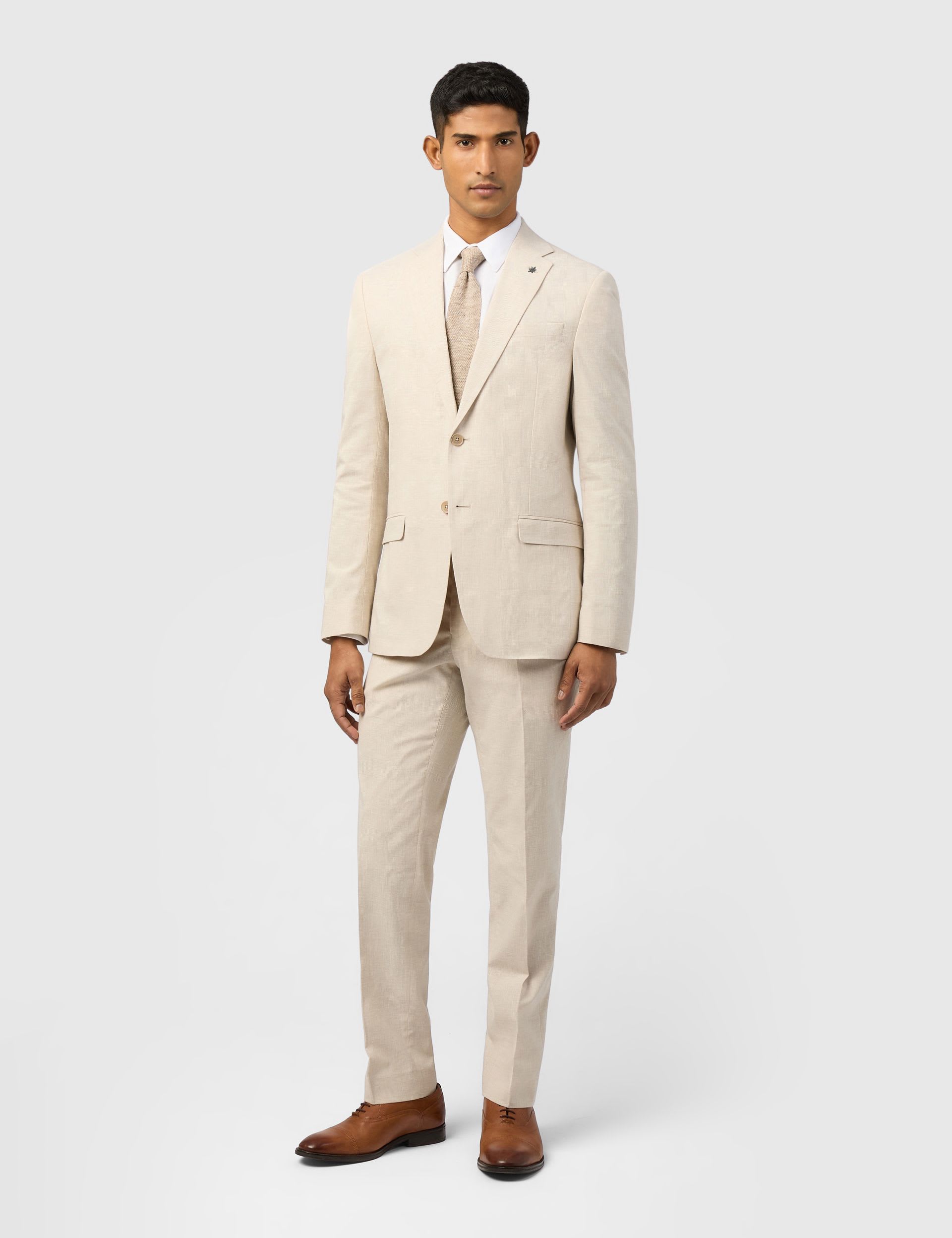 Slim Fit Linen Blend Check Suit Jacket thumbnail 3