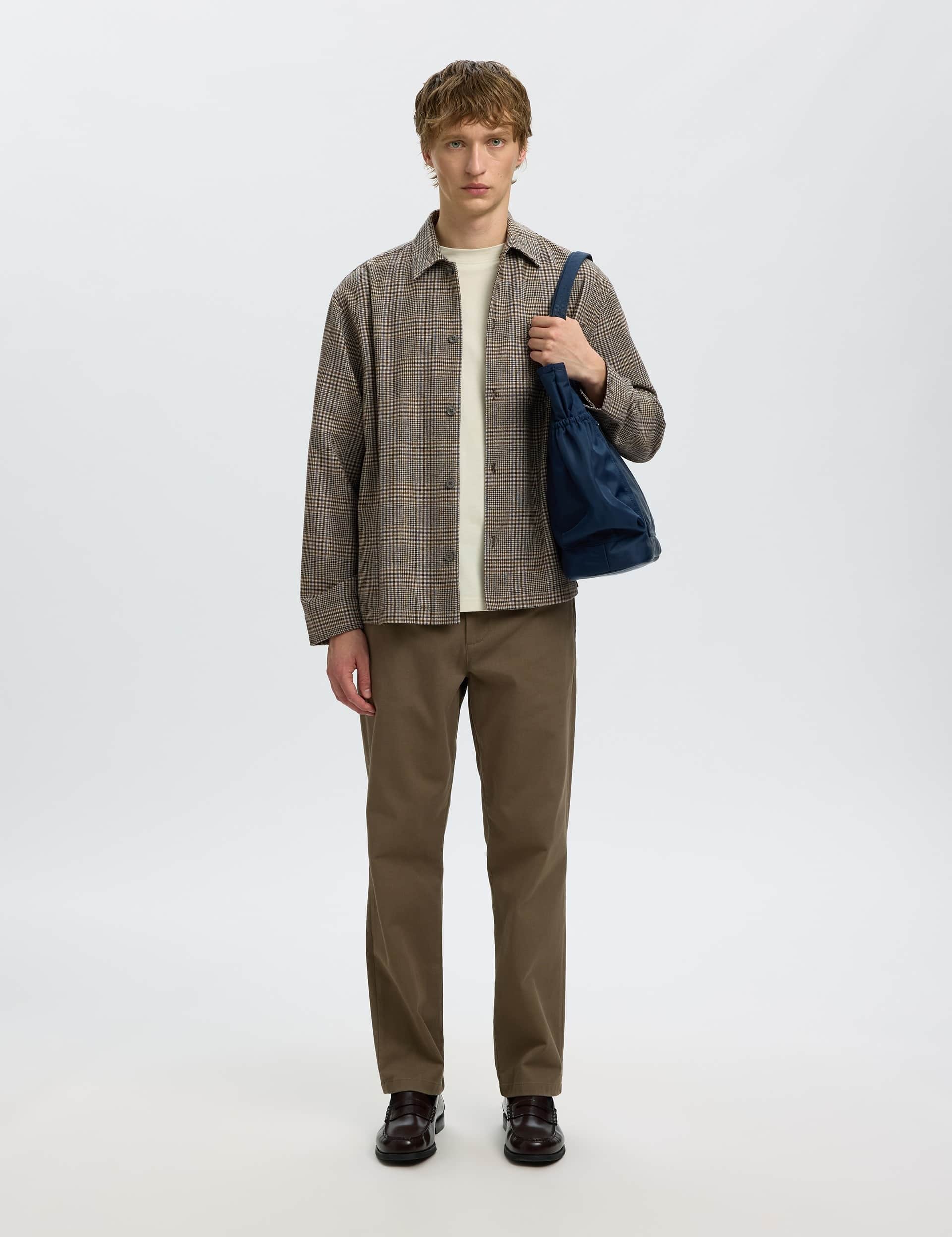 Wool Blend Checked Overshirt