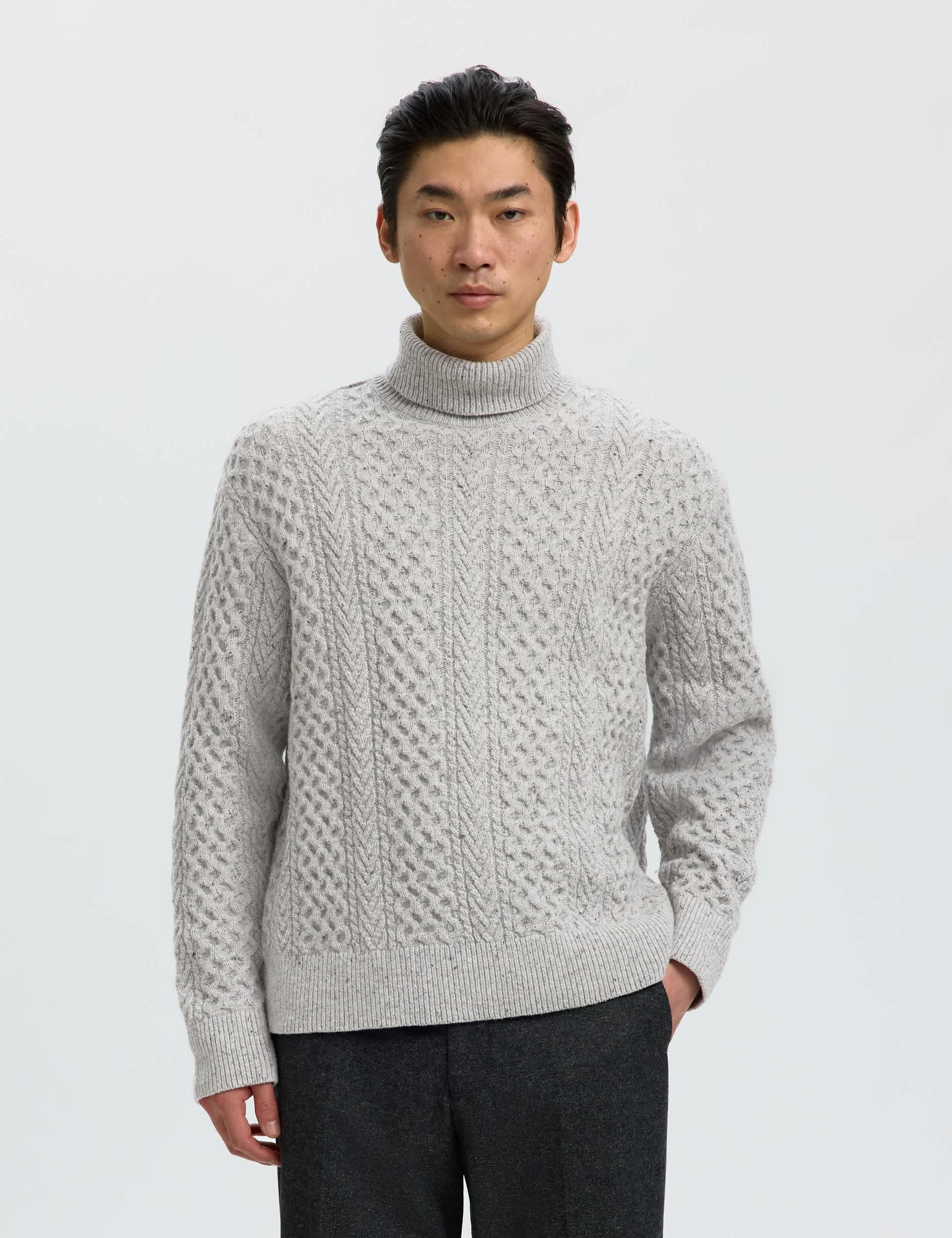 Wool Rich Cable Roll Neck Jumper