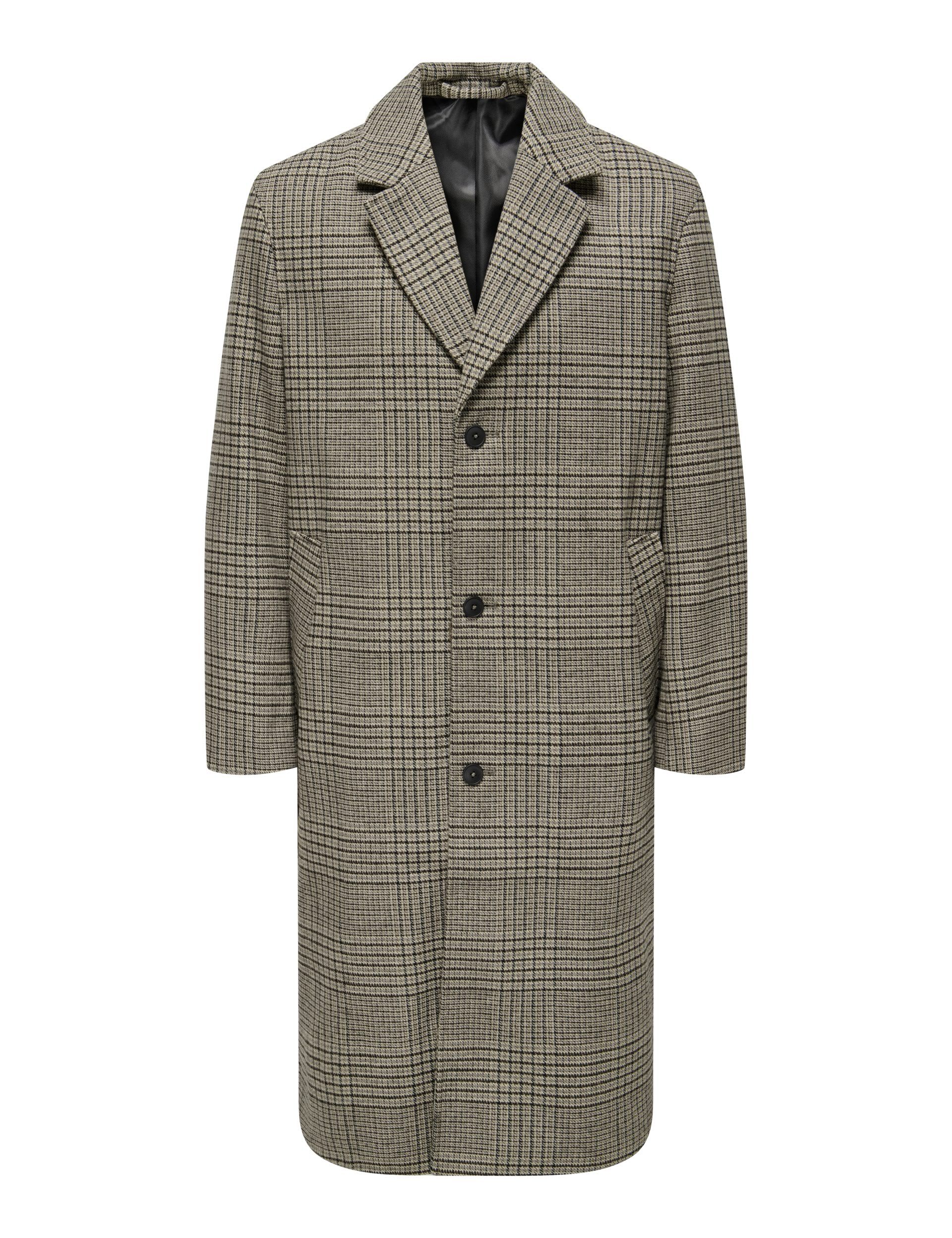 Wool Blend Check Coat