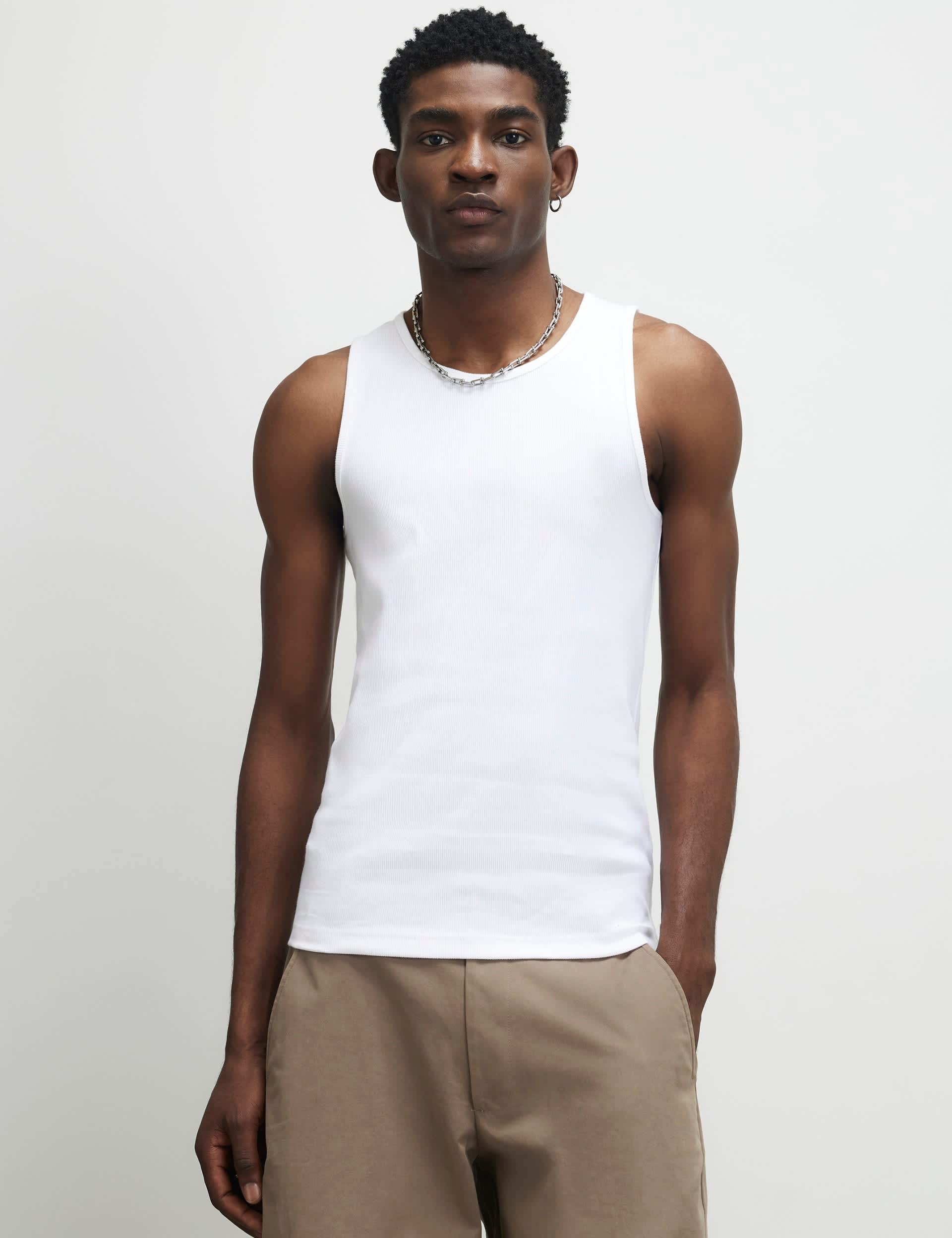 3 Pack Cotton Rich Ribbed Sleeveless Vests