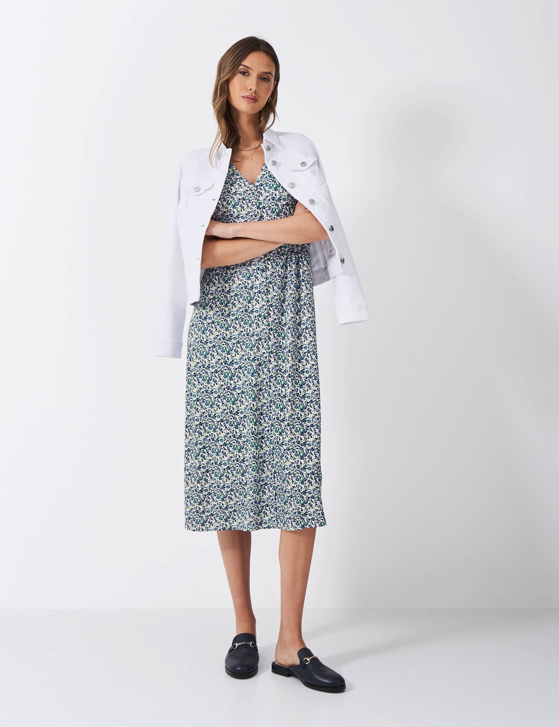 Jersey Floral V-Neck Midaxi Tea Dress