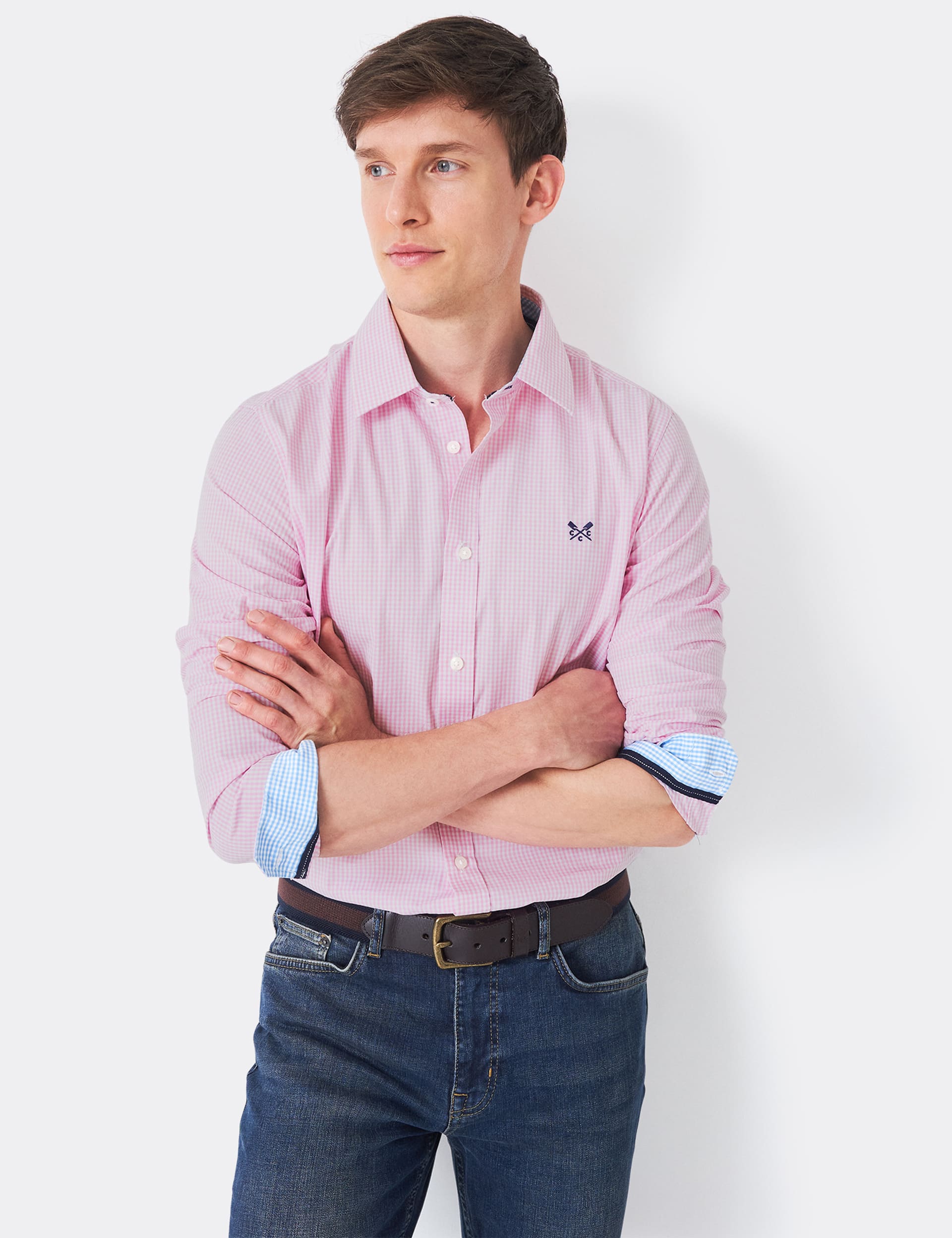 Slim Fit Pure Cotton Check Poplin Shirt | Crew Clothing | M&S