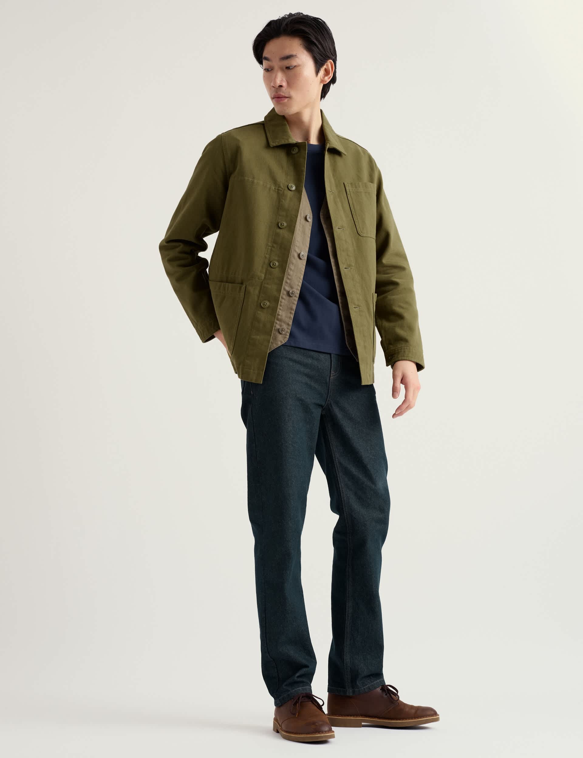 Pure Cotton Denim Tapered Fit Jeans