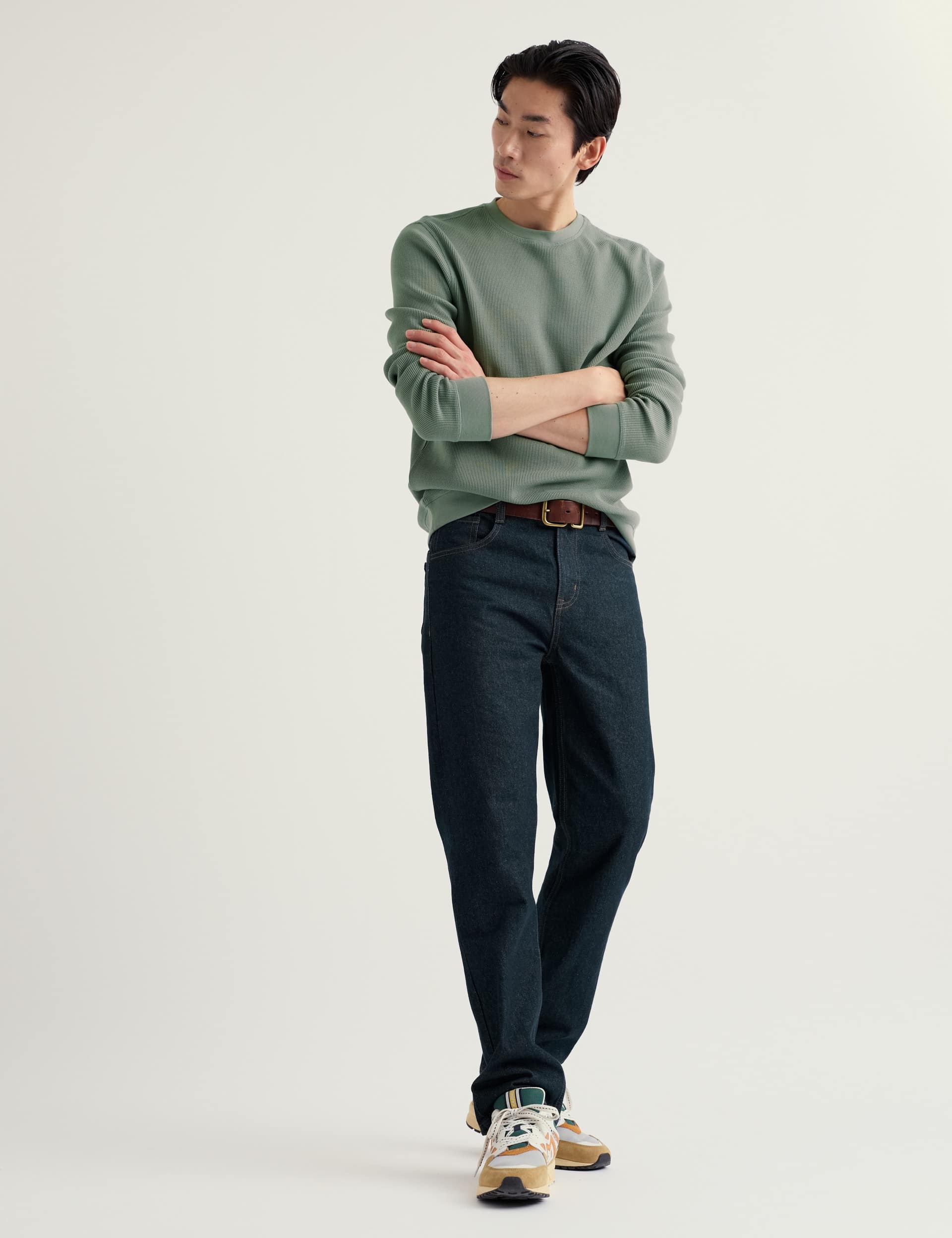 Pure Cotton Denim Straight Leg Jeans