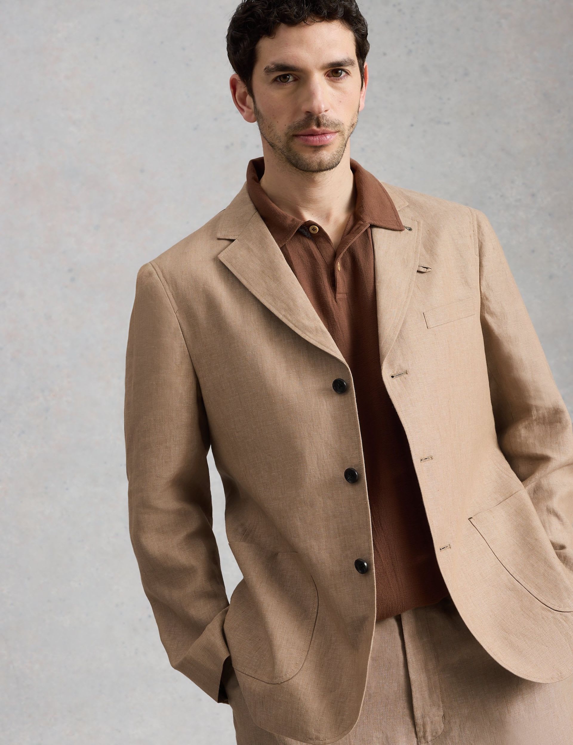 Tailored Fit Pure Linen Blazer thumbnail 4