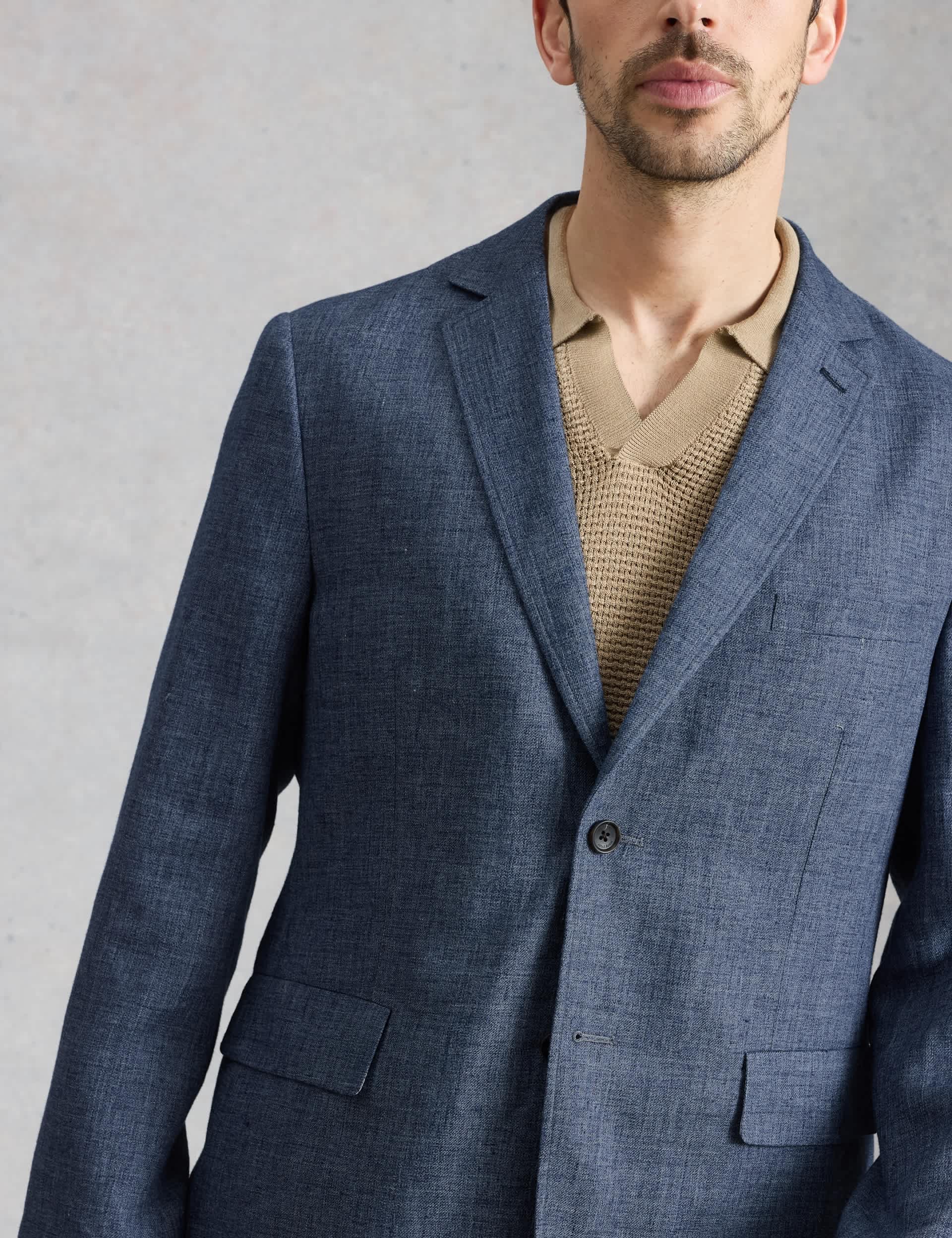 Tailored Fit Linen Cotton Blend Blazer thumbnail 5
