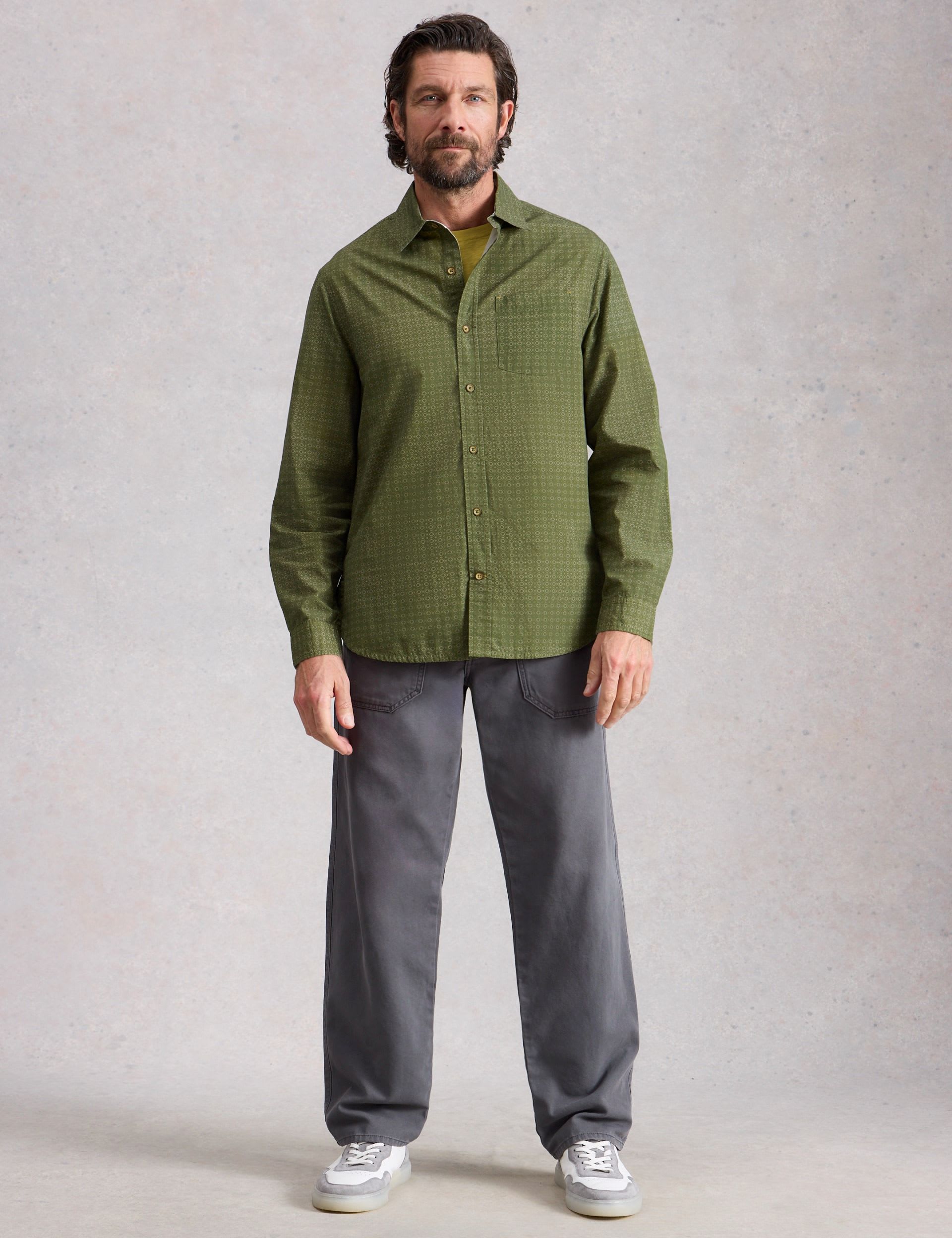 Regular Fit Pure Cotton Geometric Print Shirt