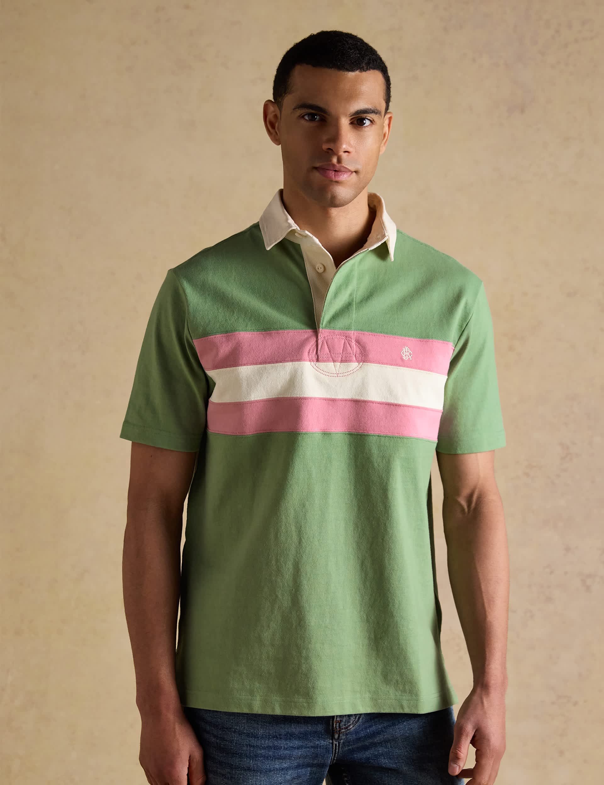 Pure Cotton Colour Block Polo Shirt