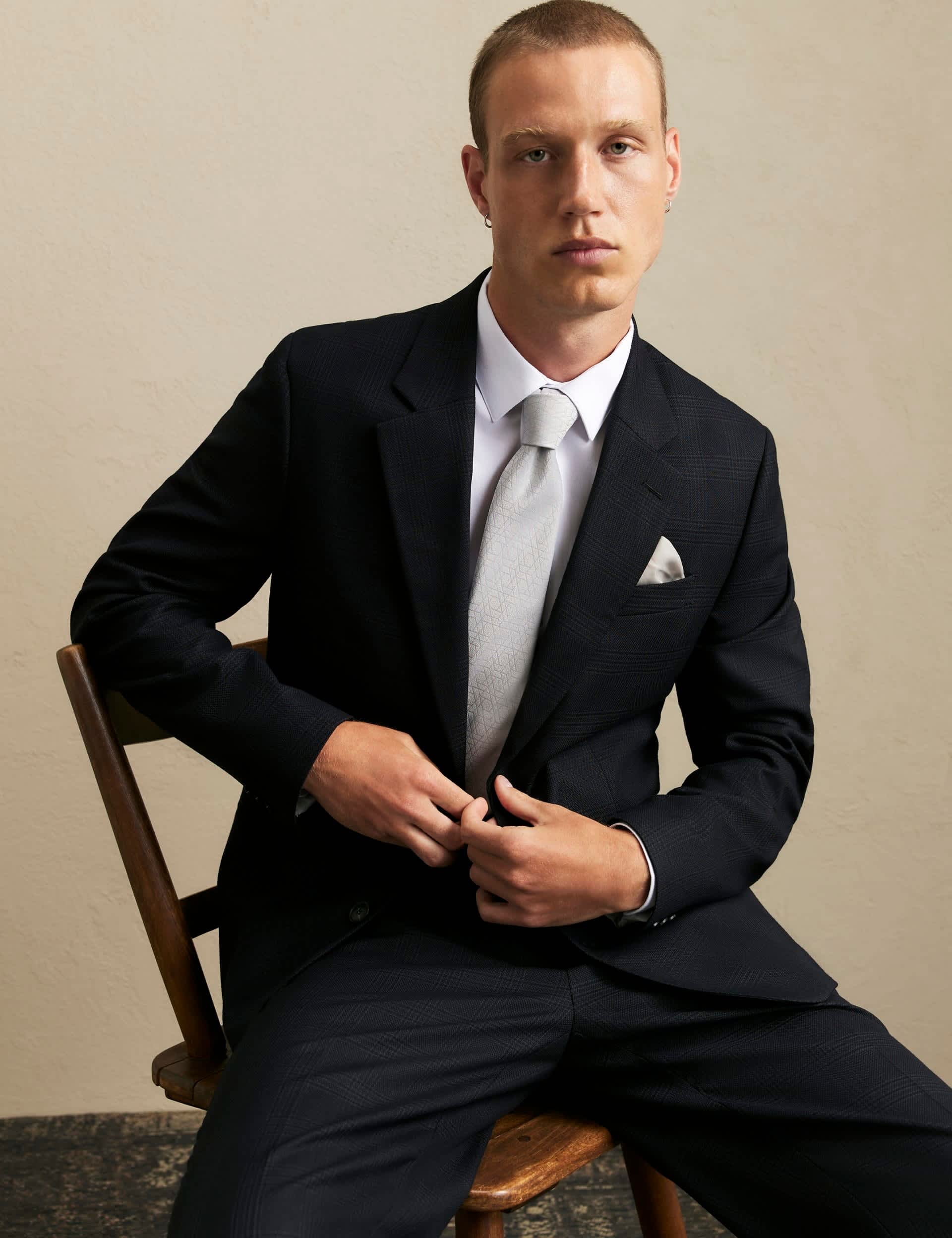 Slim Fit Checked Single Breasted Suit Jacket thumbnail 6